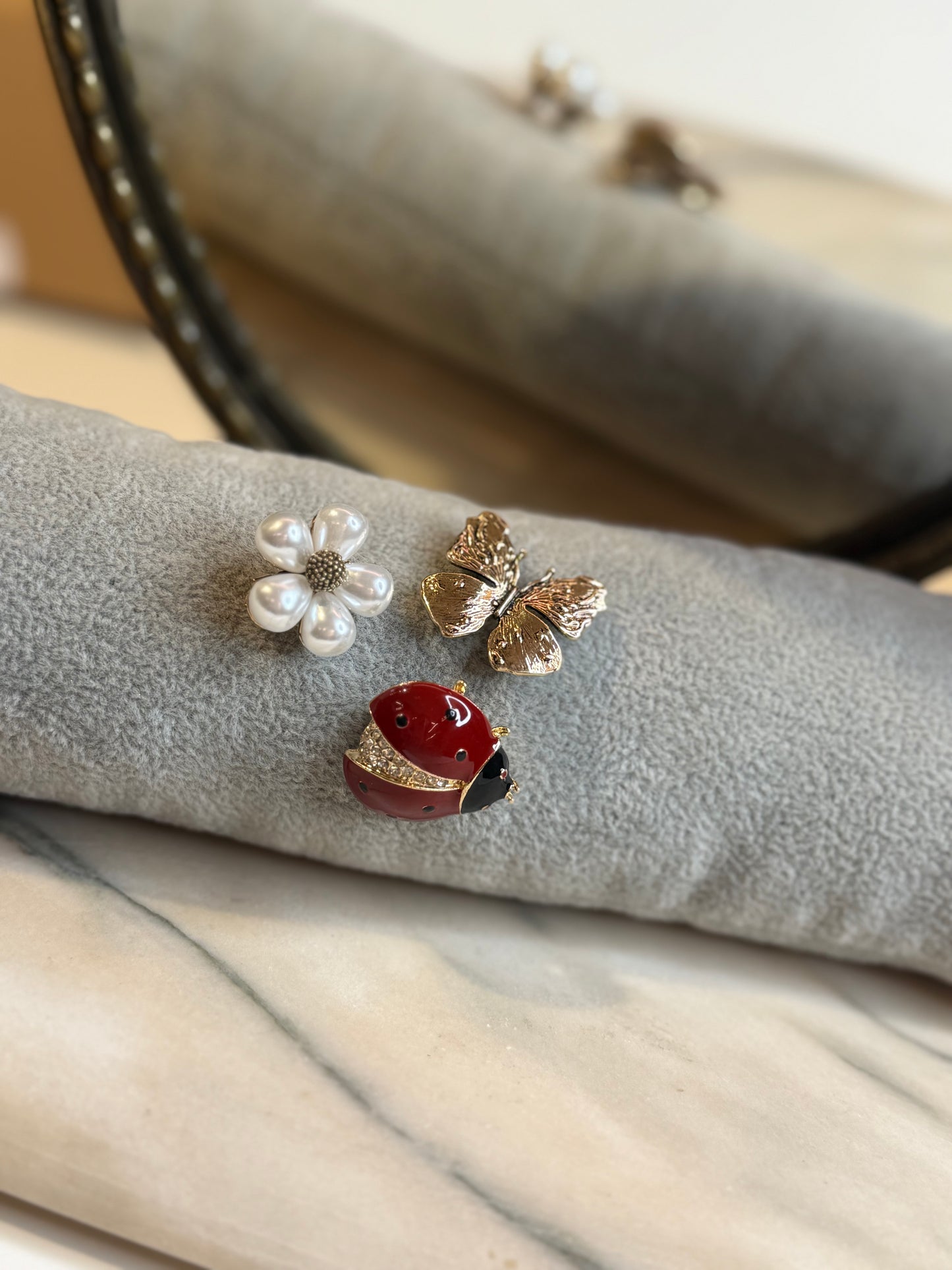 Set spille coccinella+fiore+farfalla