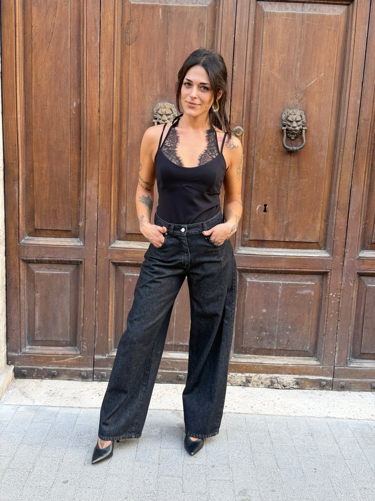 Haveone Body in pizzo Nero