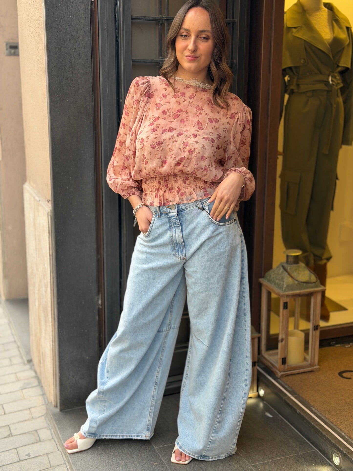 Tensione In Blusa floreale girocollo pizzo