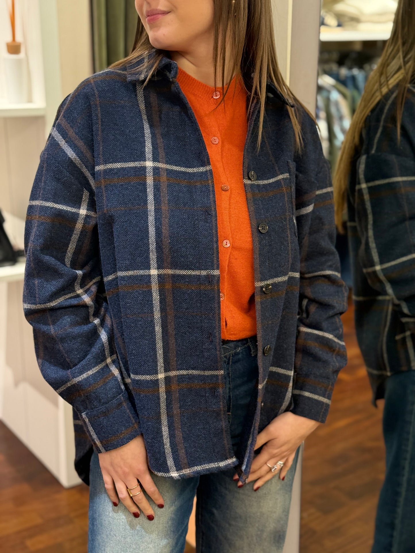 Tensione In Camicia check misto lana BLU