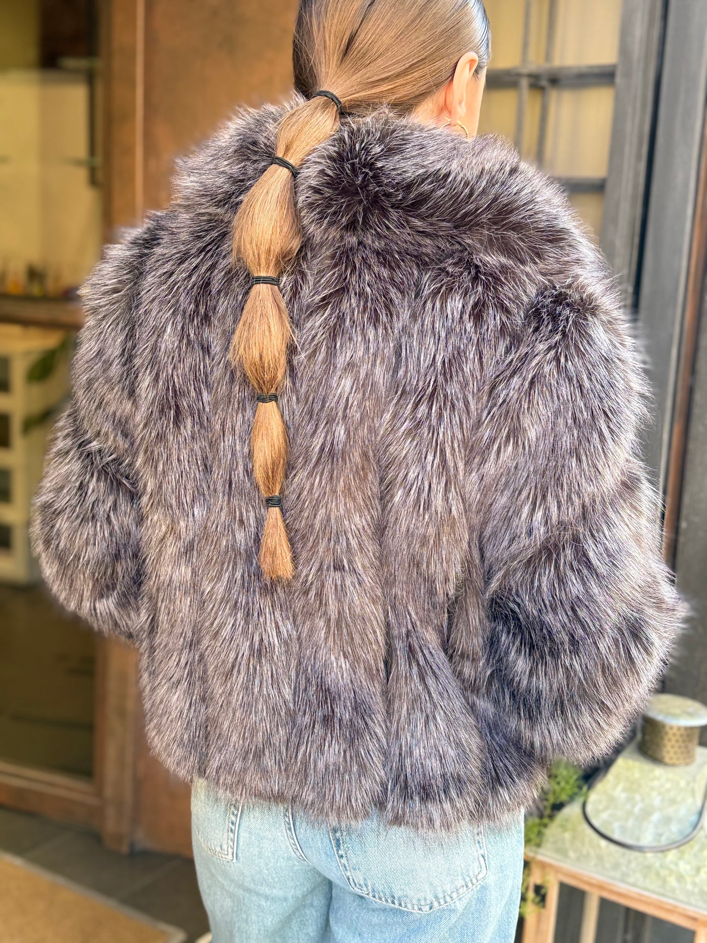 Ecopelliccia OLIMPIA Nero/Grigio