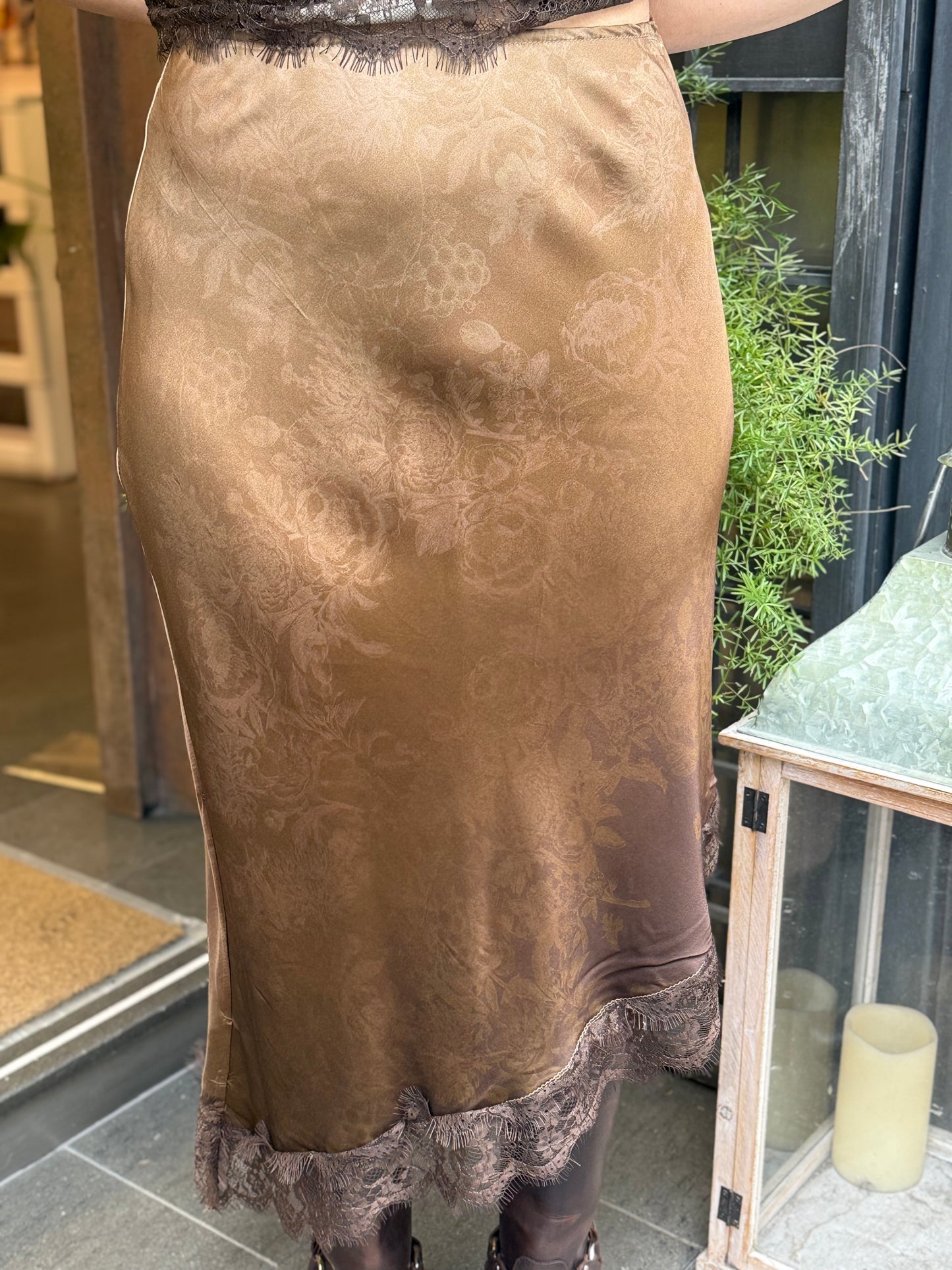 Gonna lingerie floreale con pizzo MORO