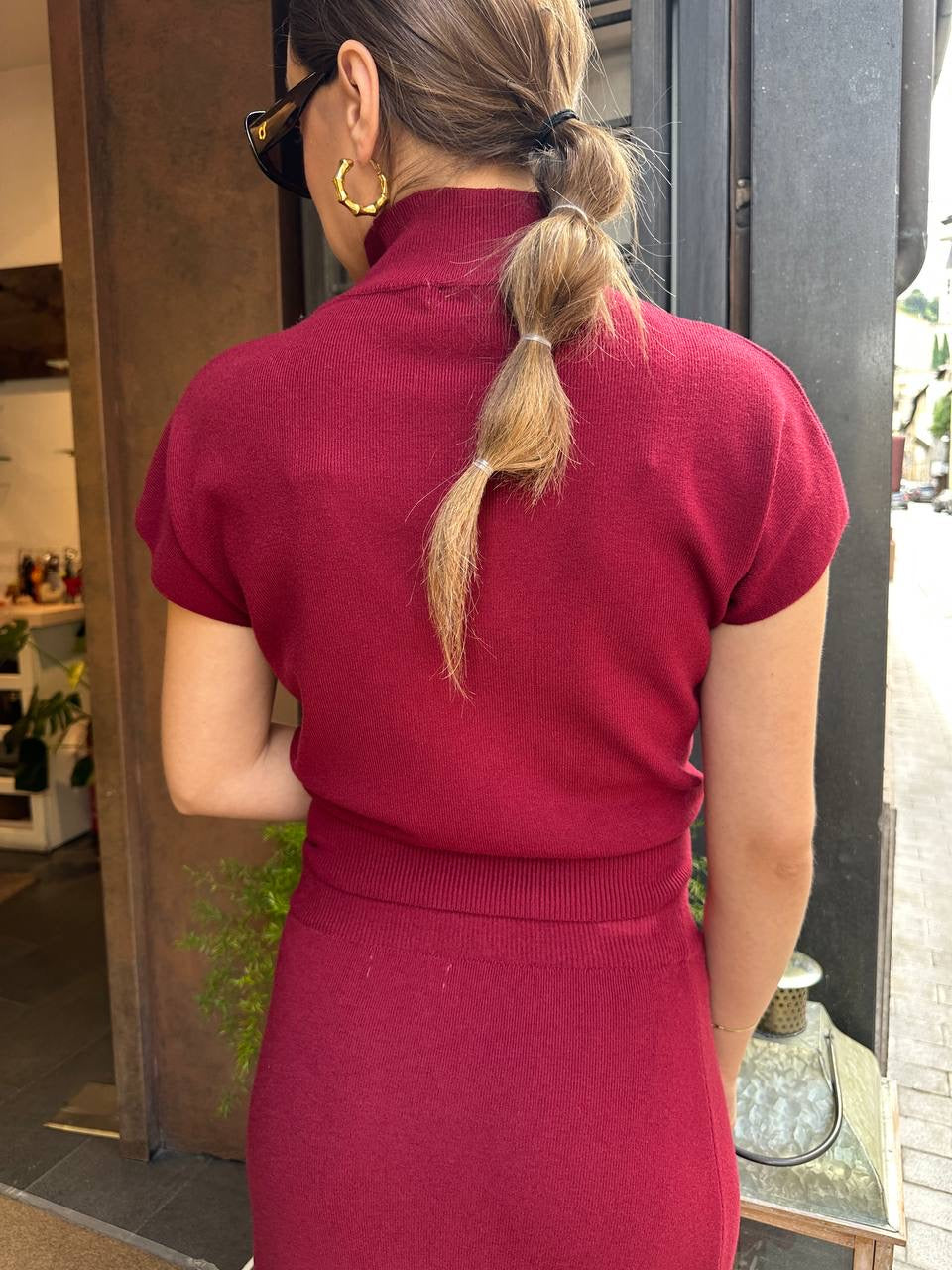 Set in maglia con gonna BORDEAUX