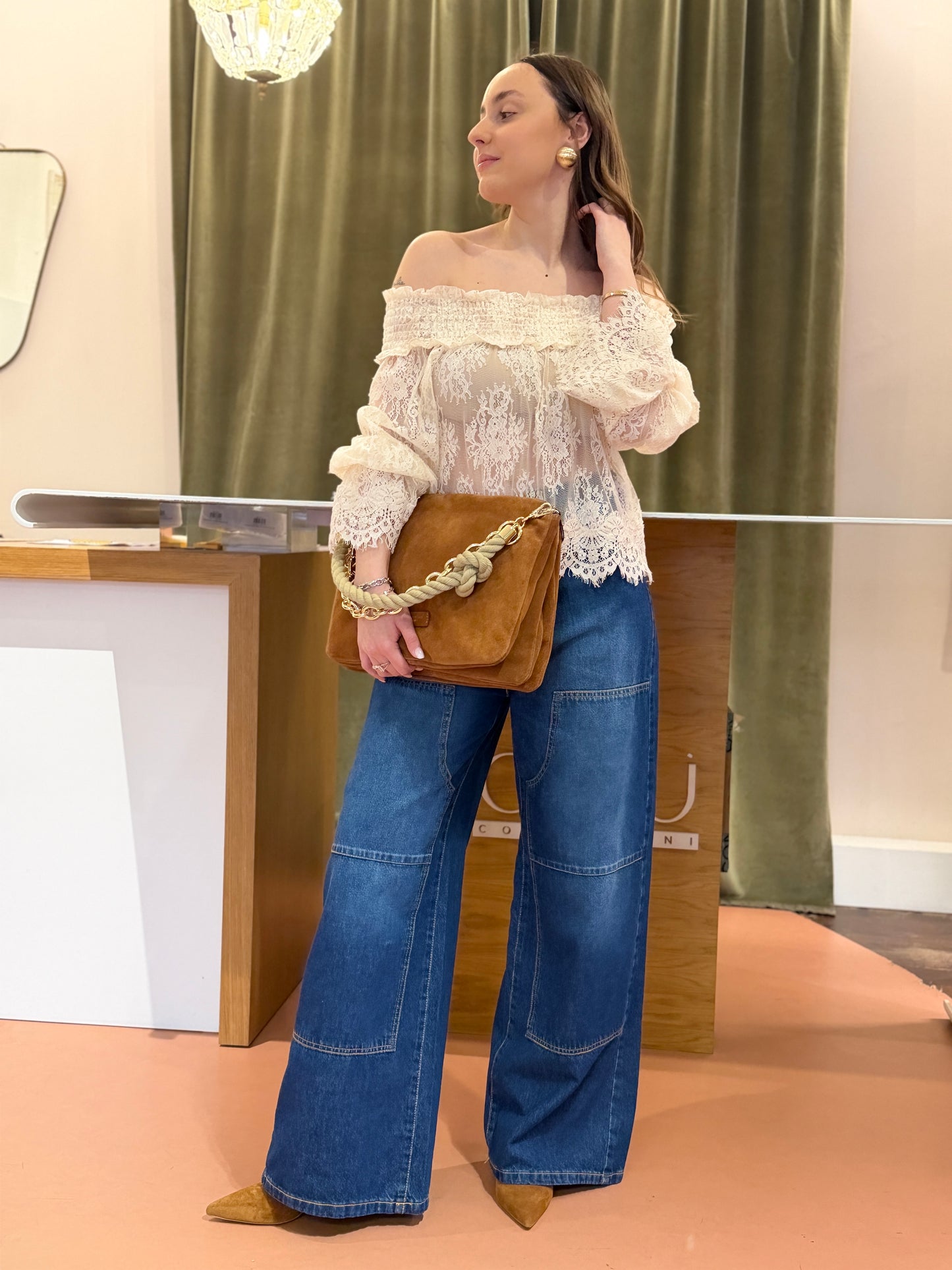 Tensione In Blusa in pizzo burro