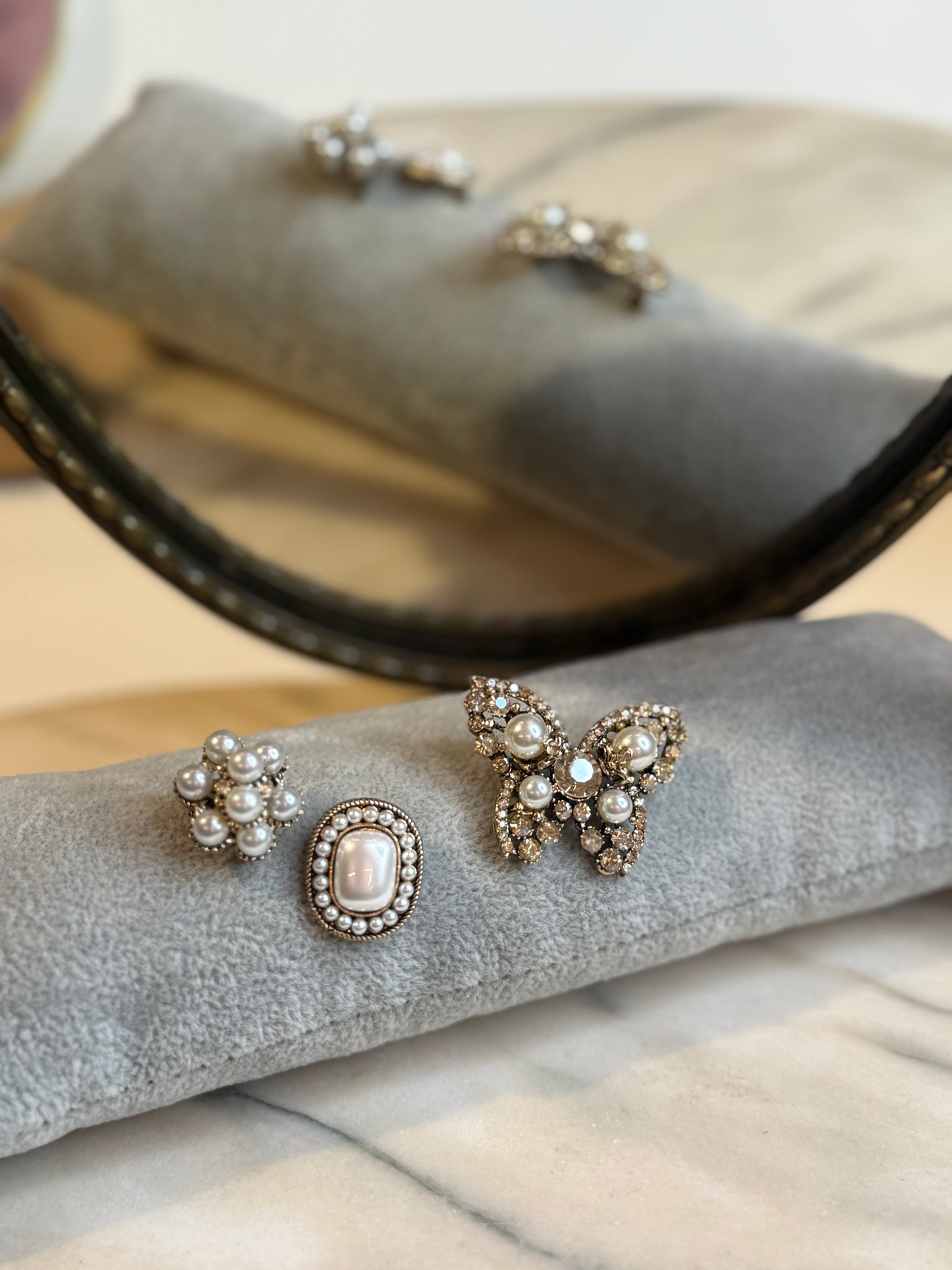 Set spille farfalla perle e strass