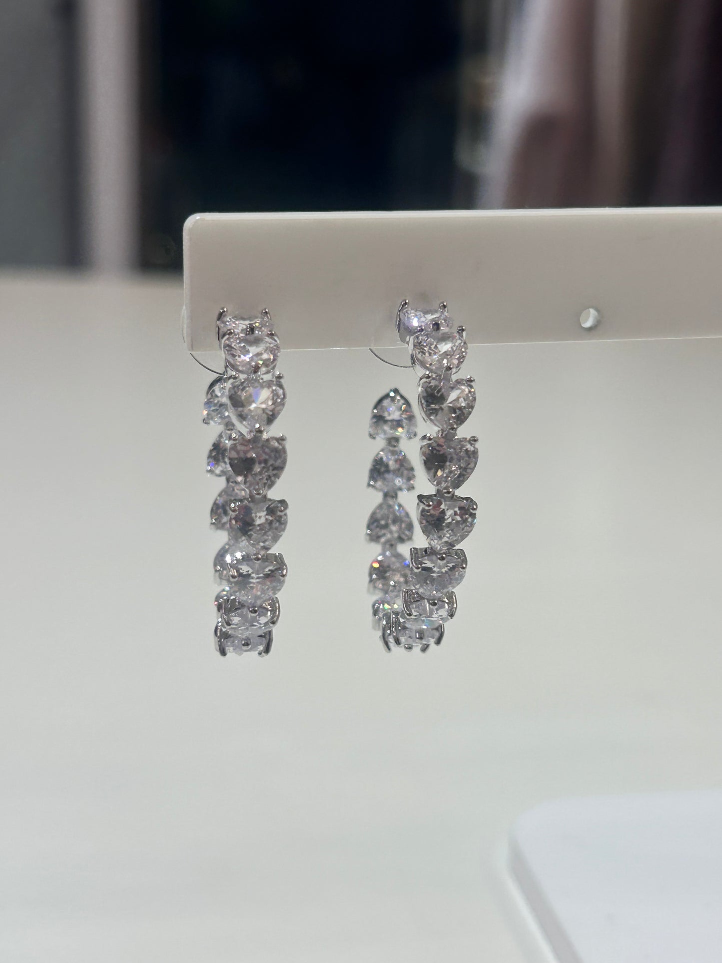 Orecchini semicerchi ARGENTO con strass a cuore