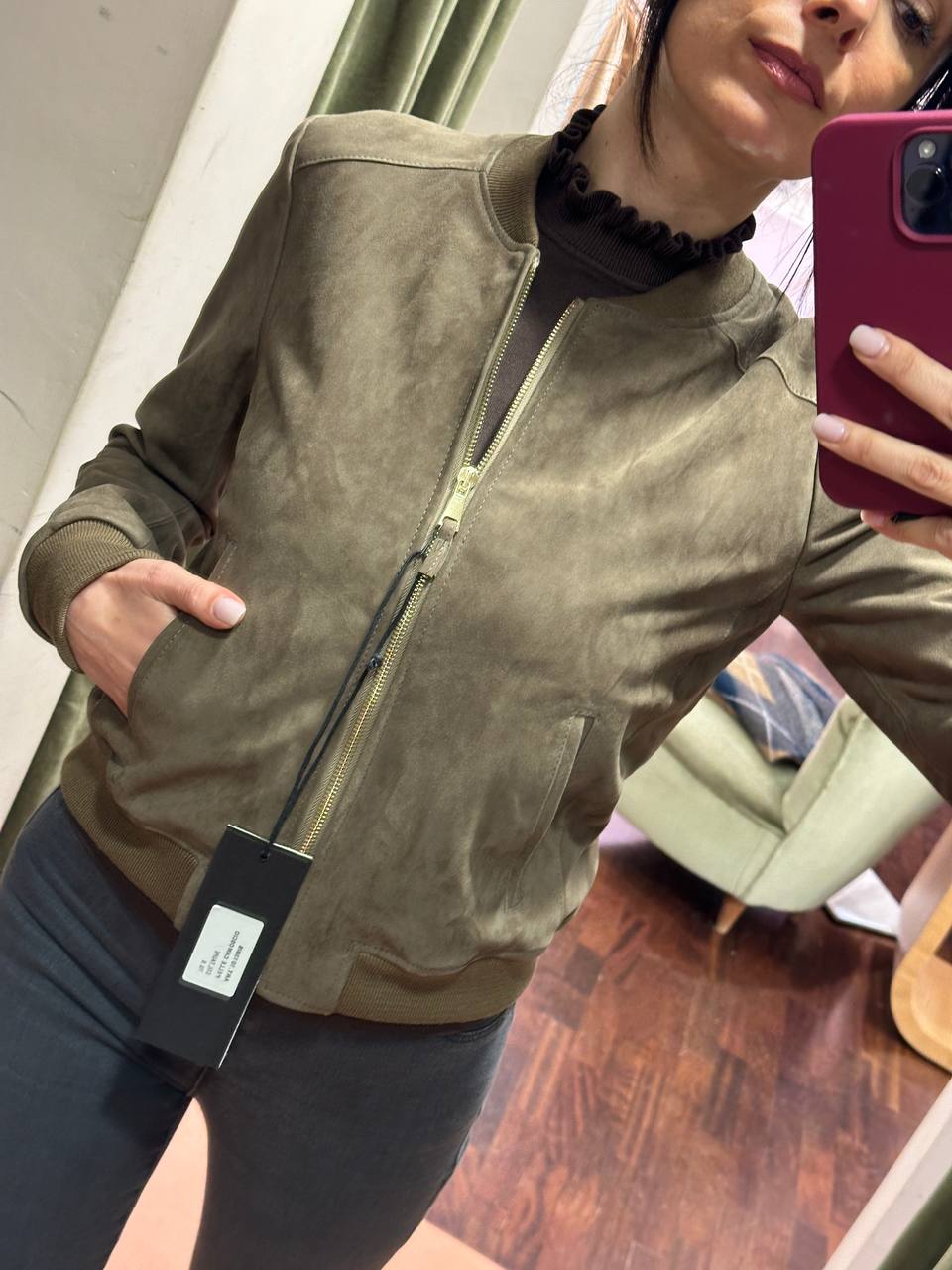 Bomber in camoscio TAUPE