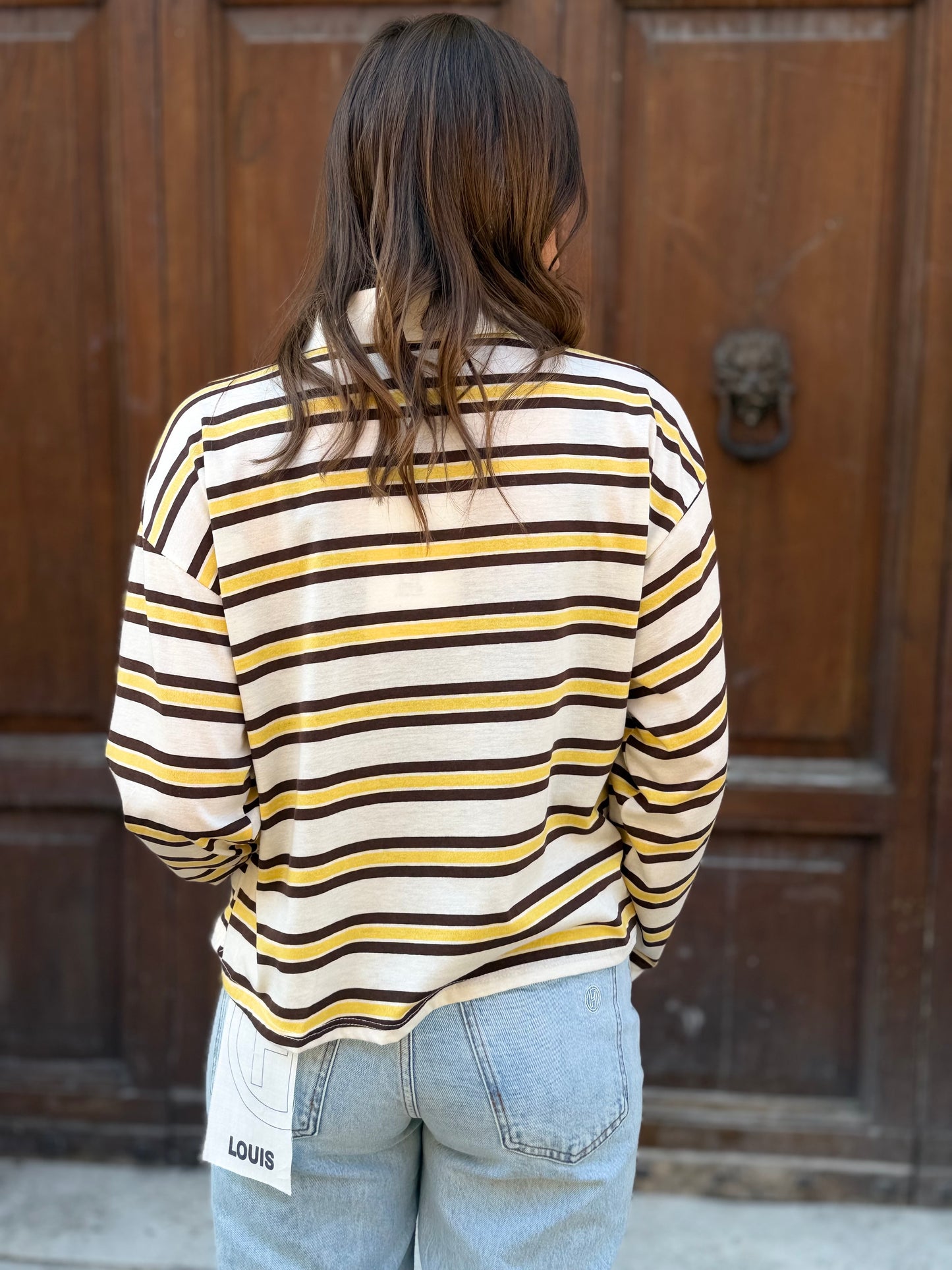 Haveone POLO a righe MORO/GIALLO/BIANCO