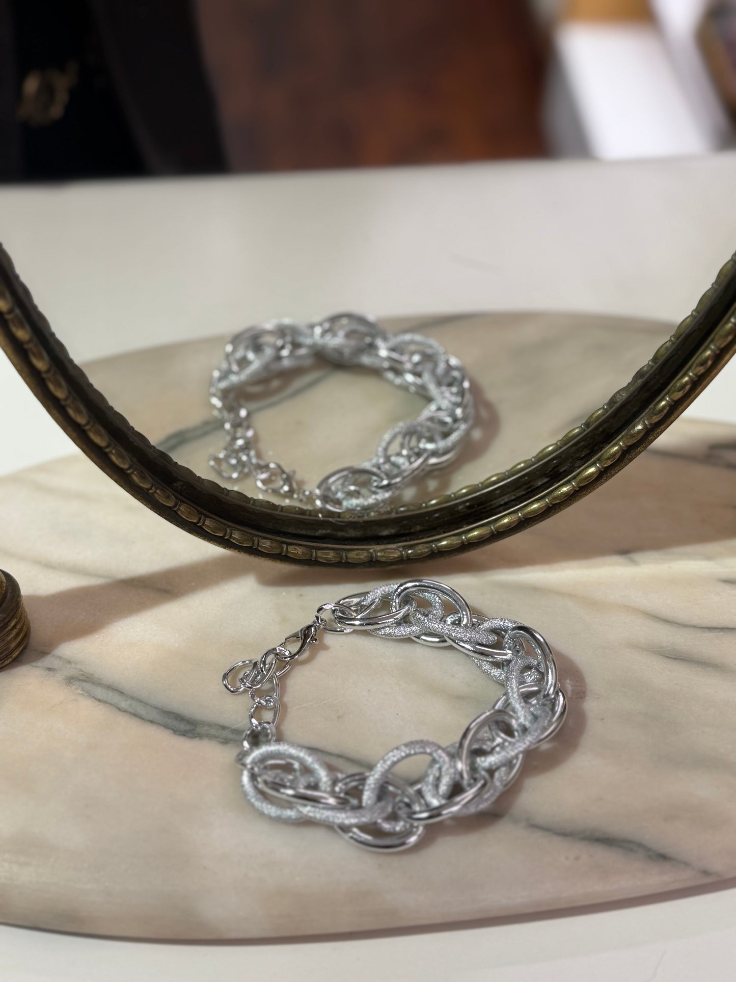 Bracciale ARGENTO a catene lisce e zigrinate