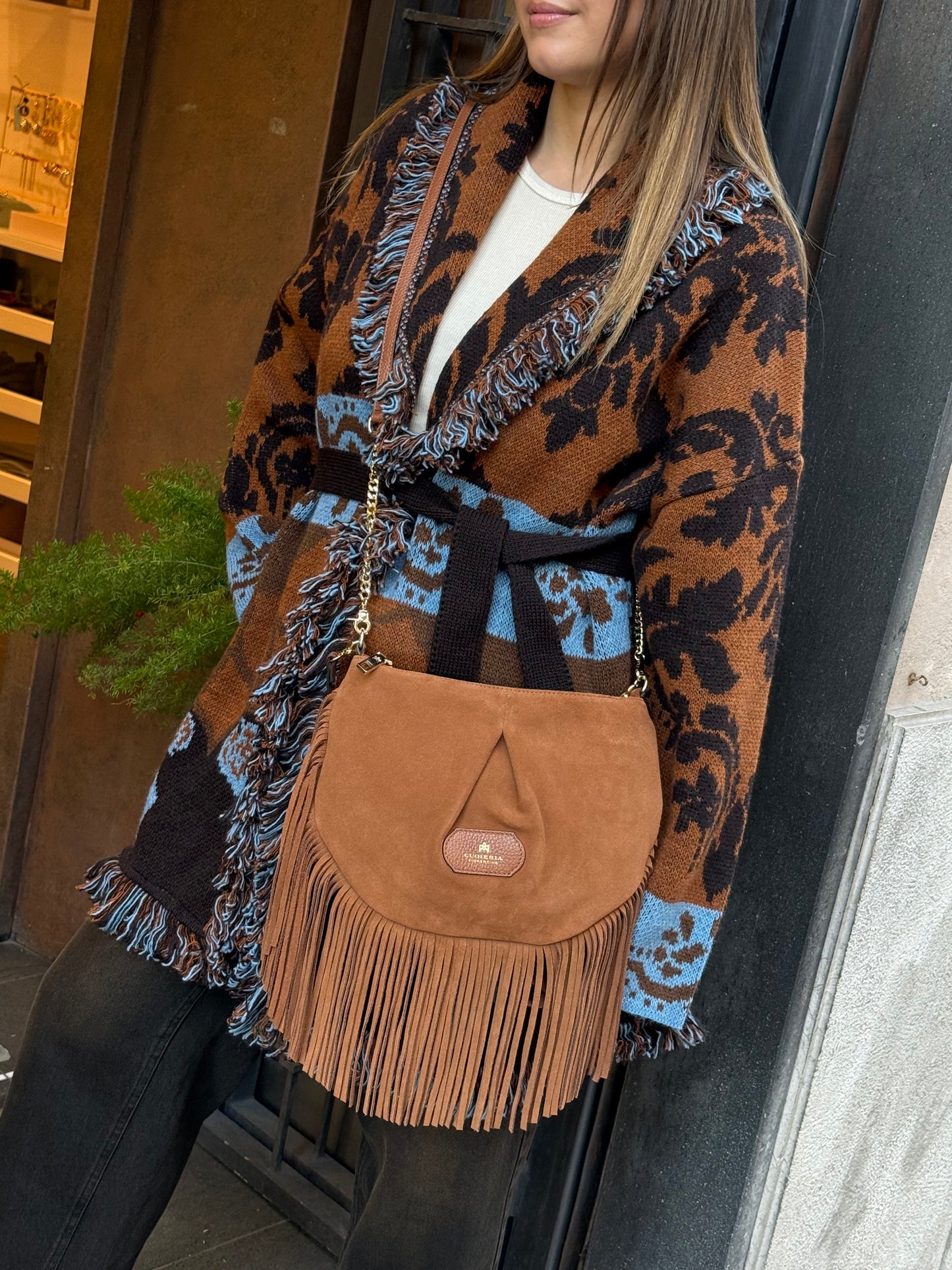 Cuoieria Fiorentina EMMA FOLK MINI POUCH CARAMEL