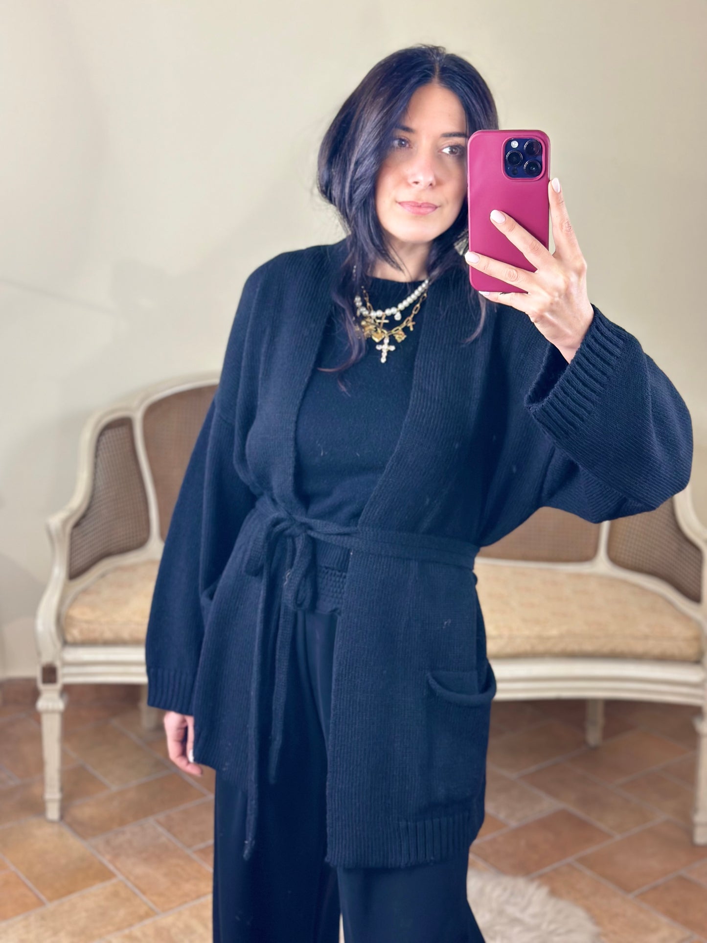 Cardigan MILLY con cinta NERO