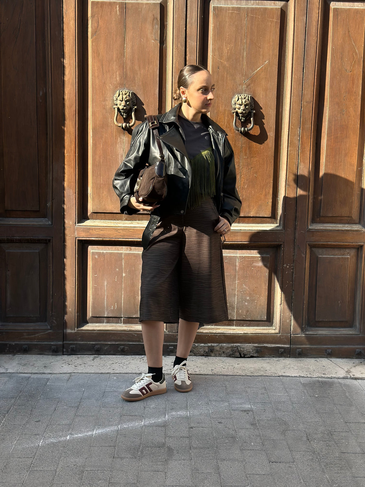 Tensione in maglia con frange ANTRACITE/MILITARE
