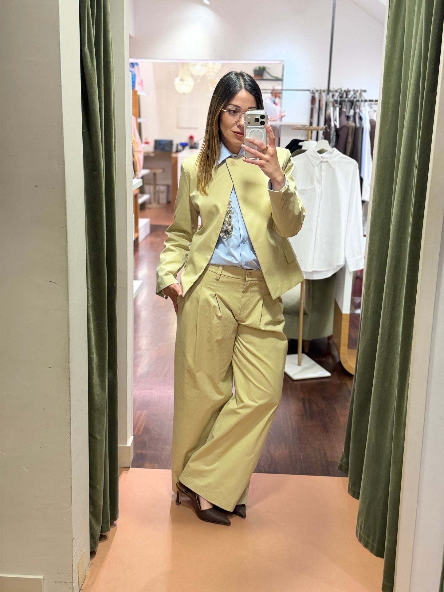 Tensione in Giacca un bottone con arricciatura Sabbia