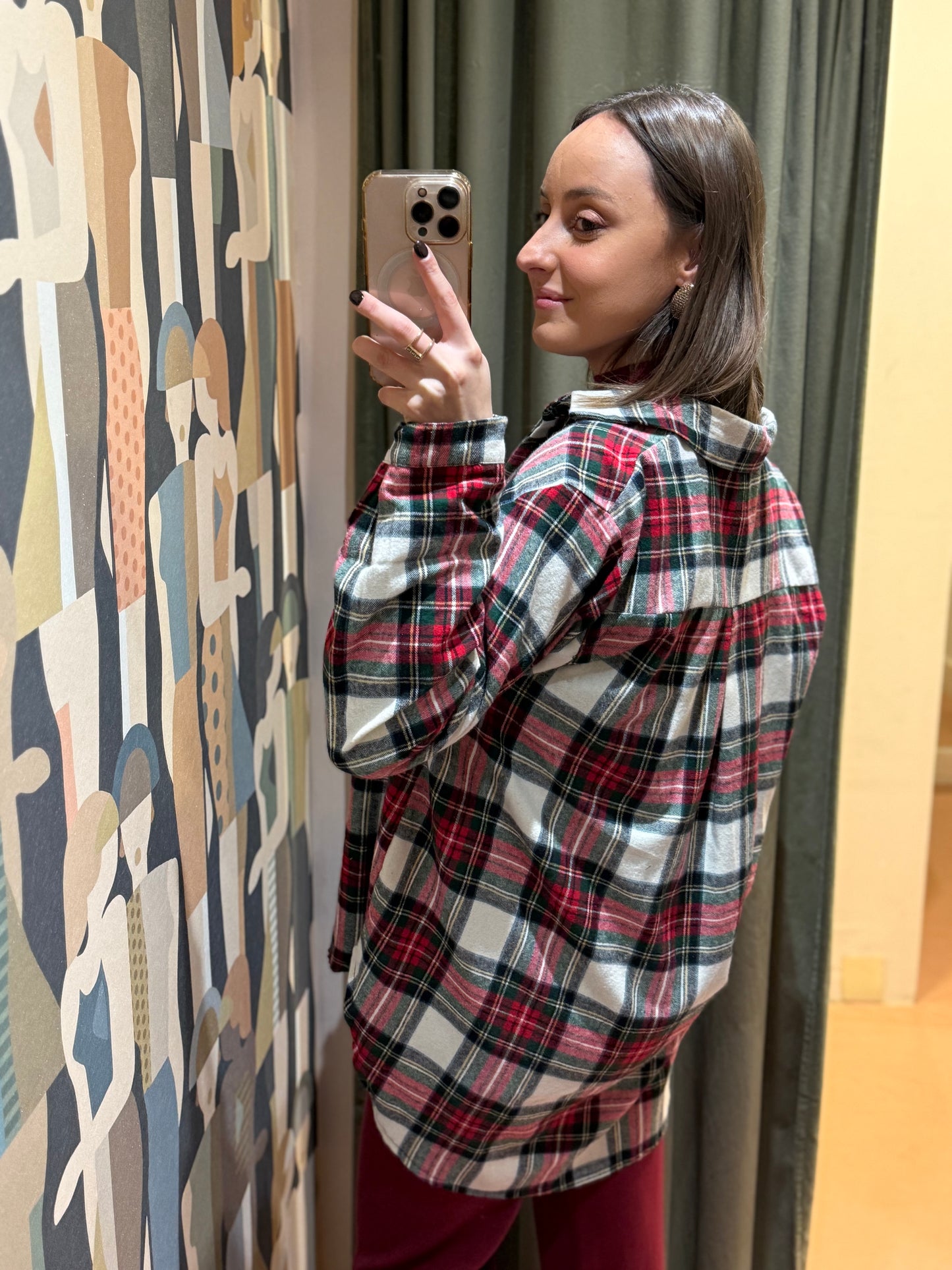 Camicia quadri in flanella ROSSO/VERDE/BURRO