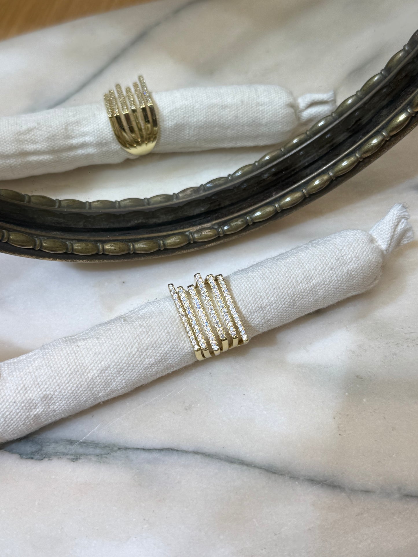 Anella fascia multipla ORO con strass