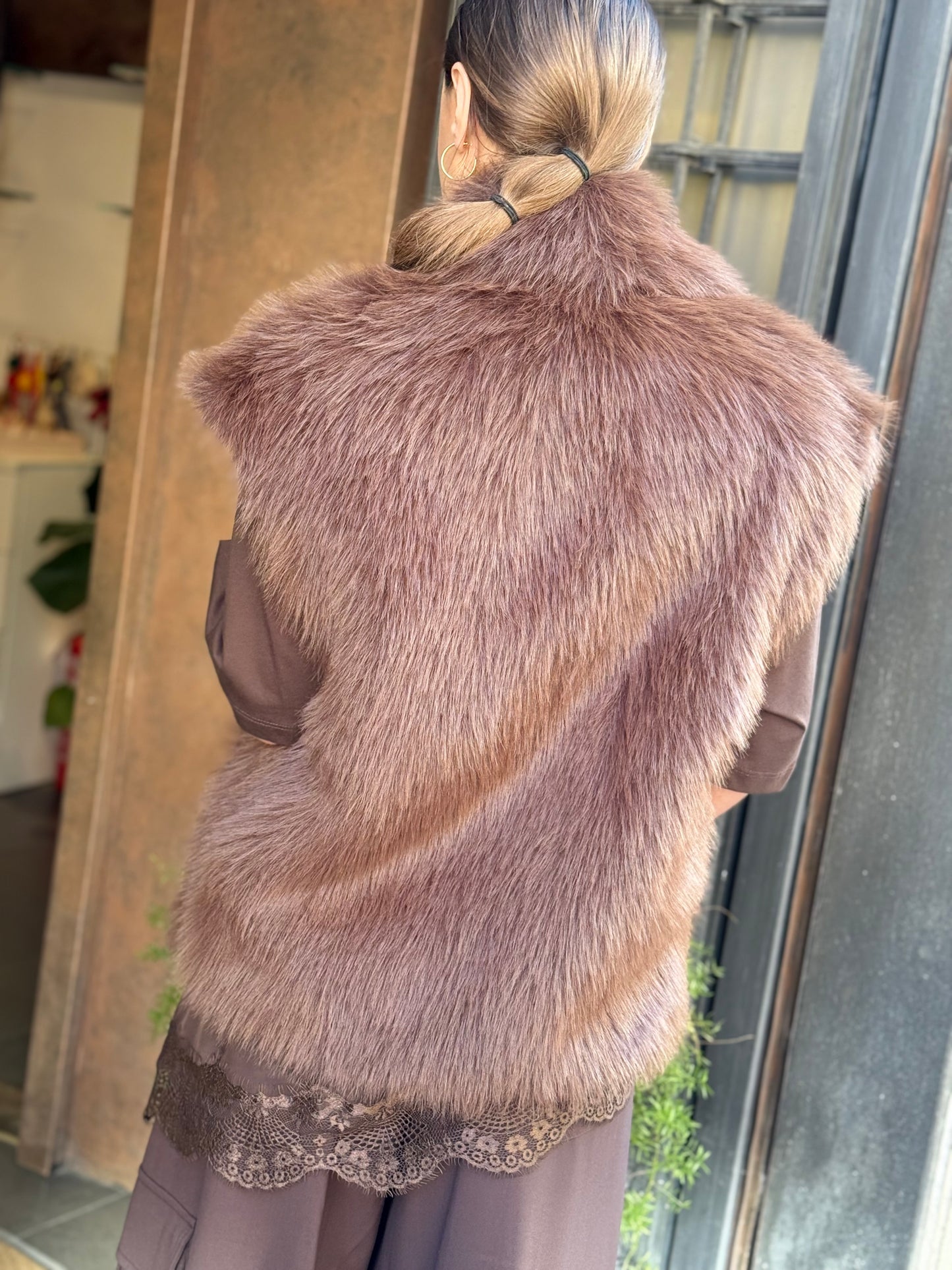 Tensione In Gilet ecopelliccia MORO