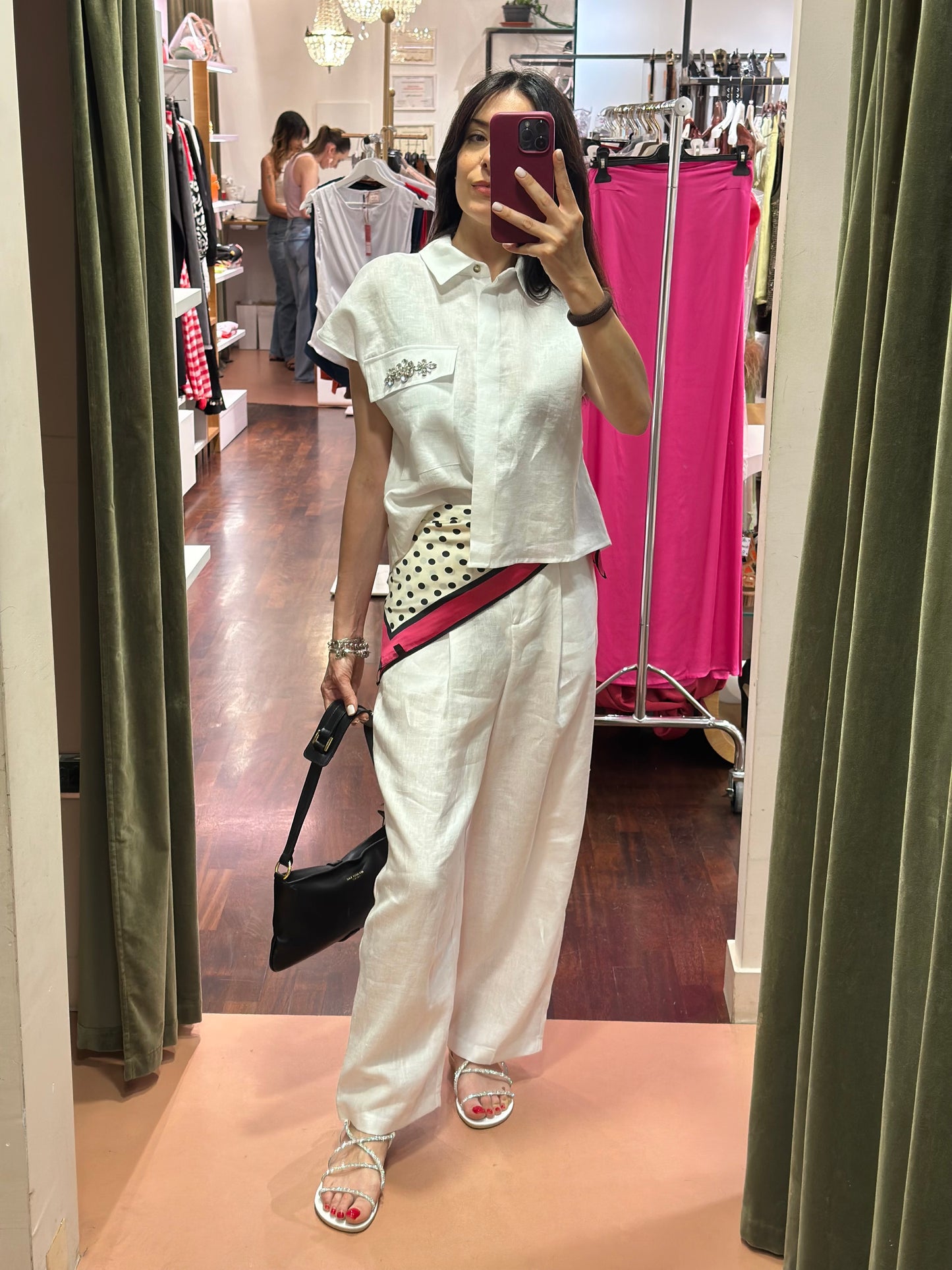Tensione in Pantalone in 100% lino Bianco