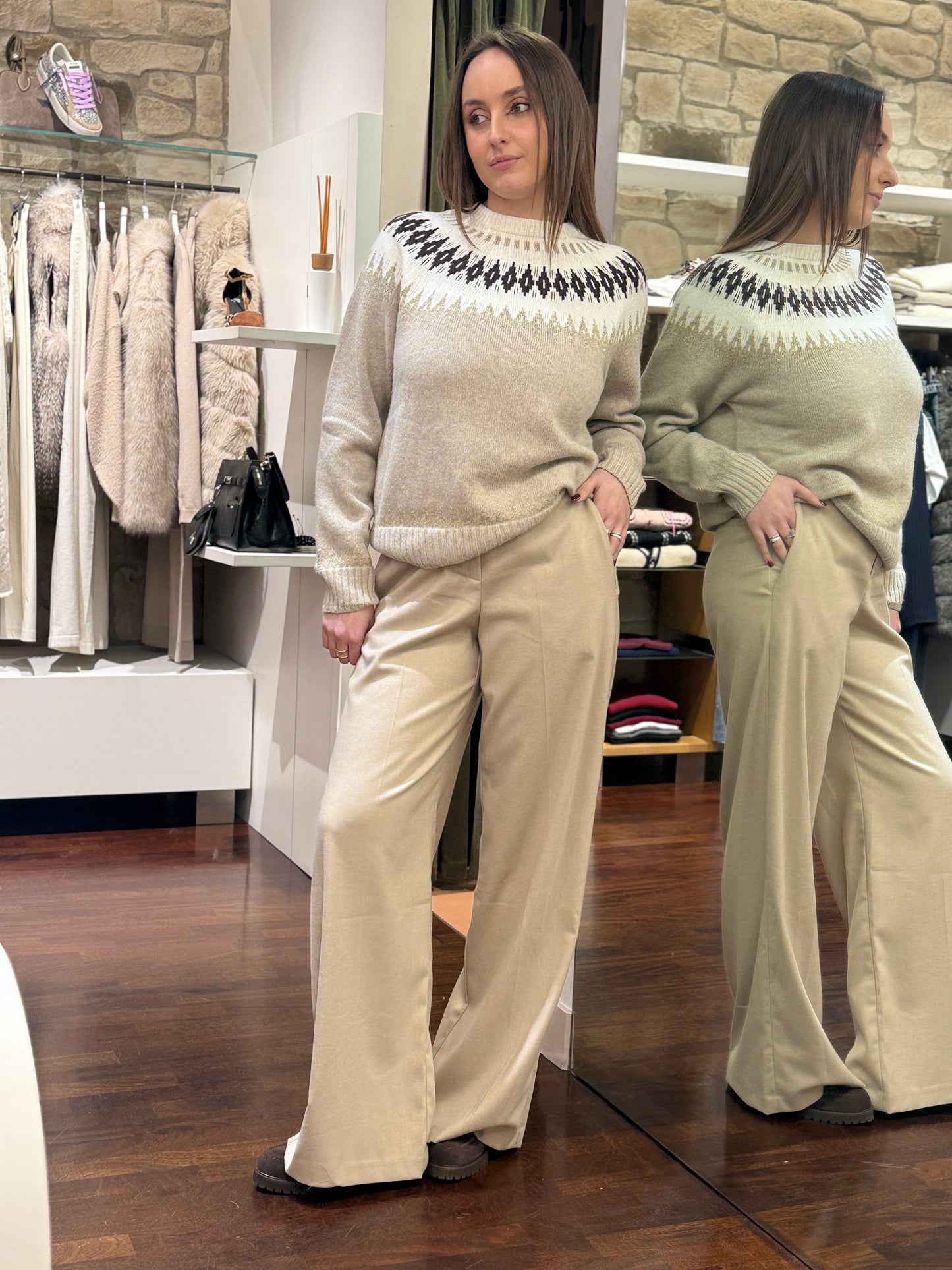 Tensione In pantalone palazzo in flanella CASHA