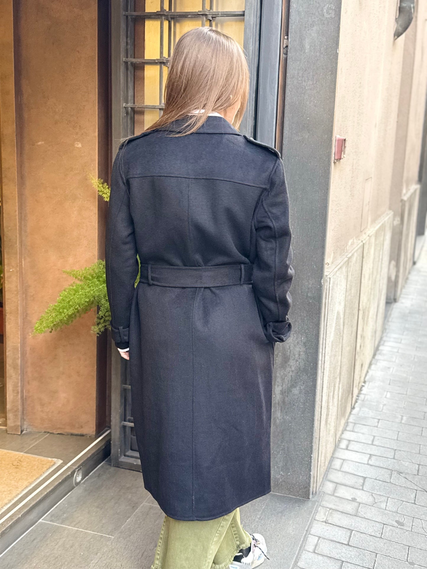 SINCE'RE PARIS Cappotto chiodo lungo BLACK