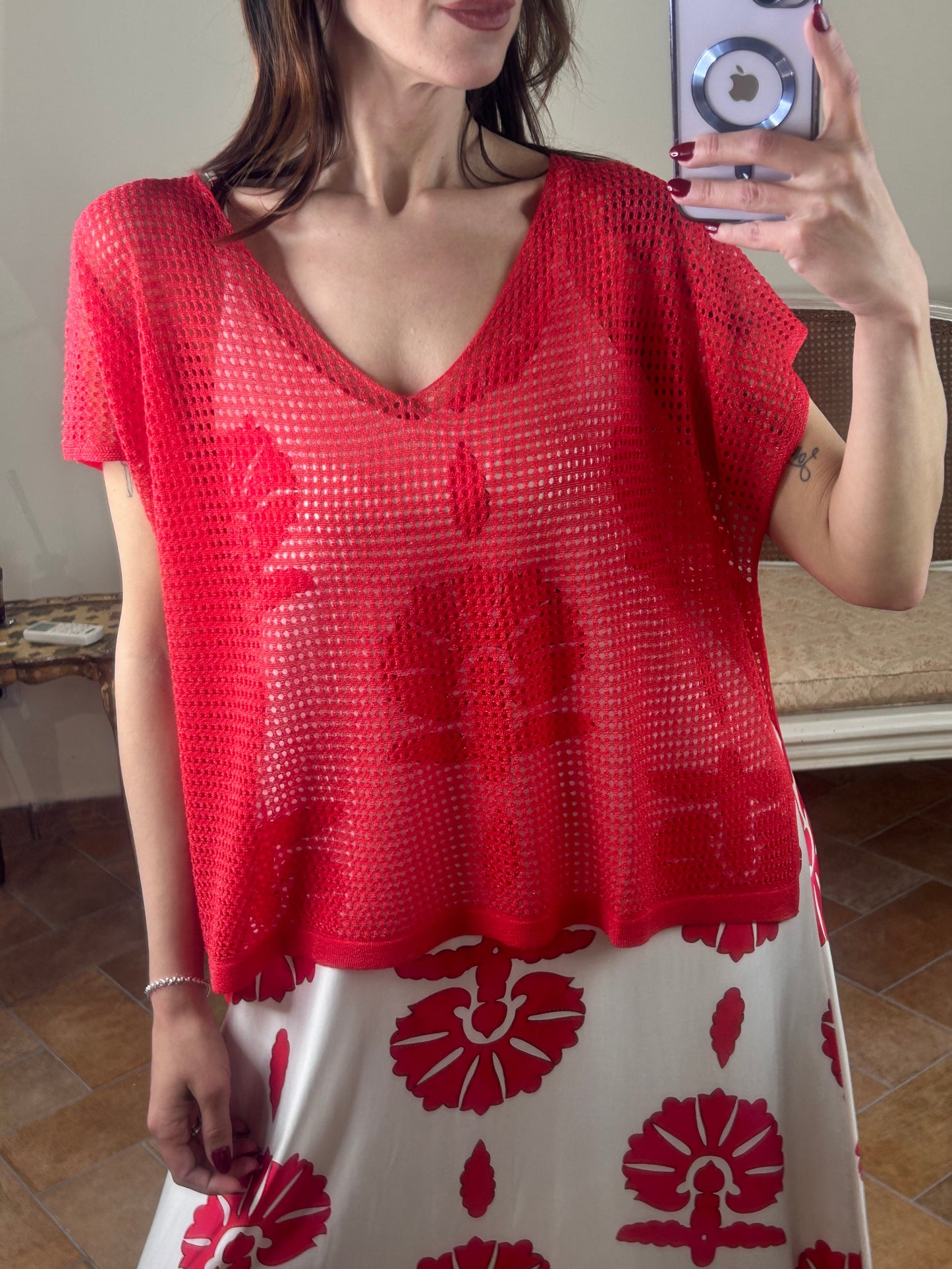Anonyme Maglia VISCOSE LUREX KNITWEAR red