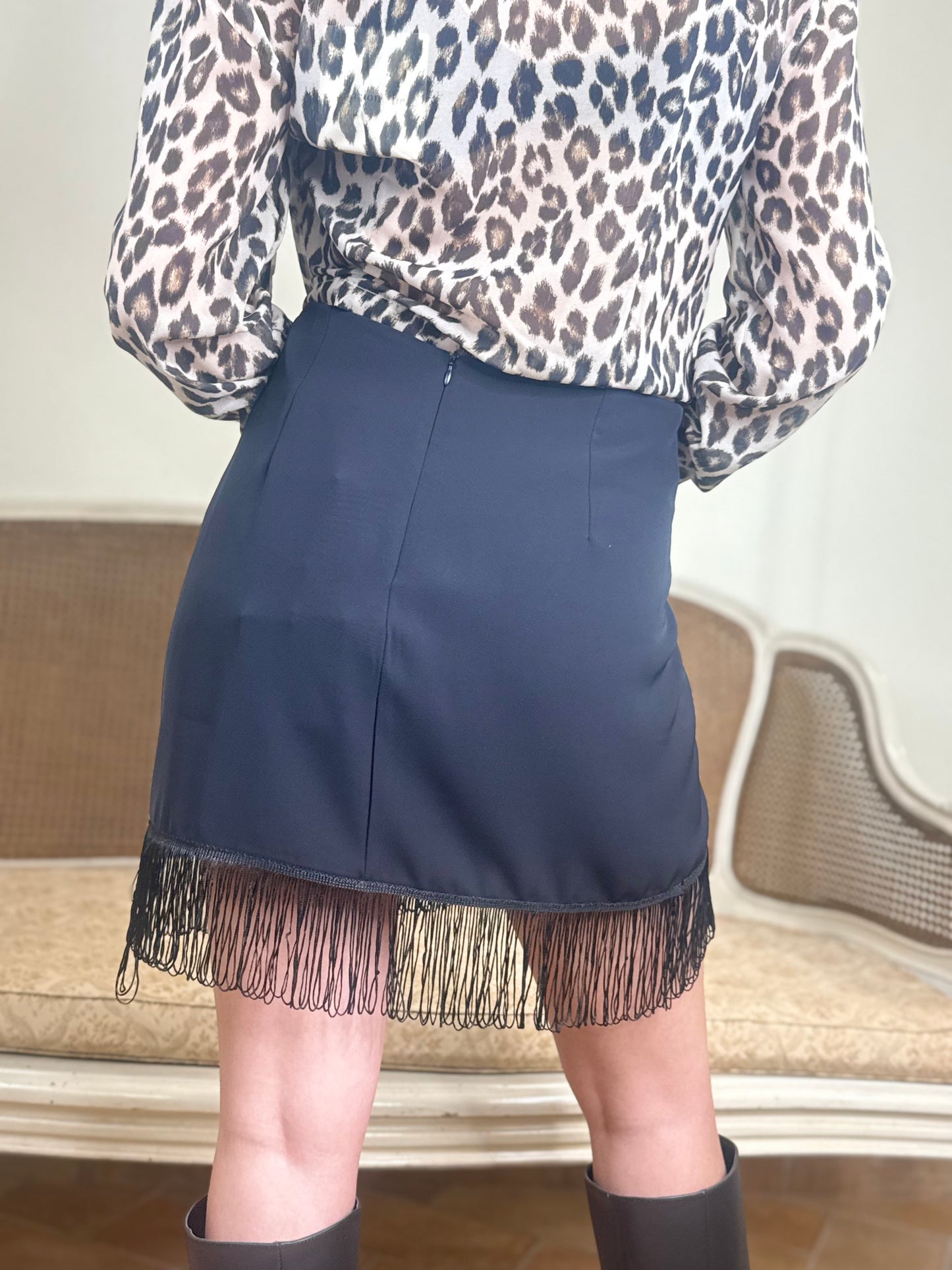 Tensione In minigonna con frange NERO