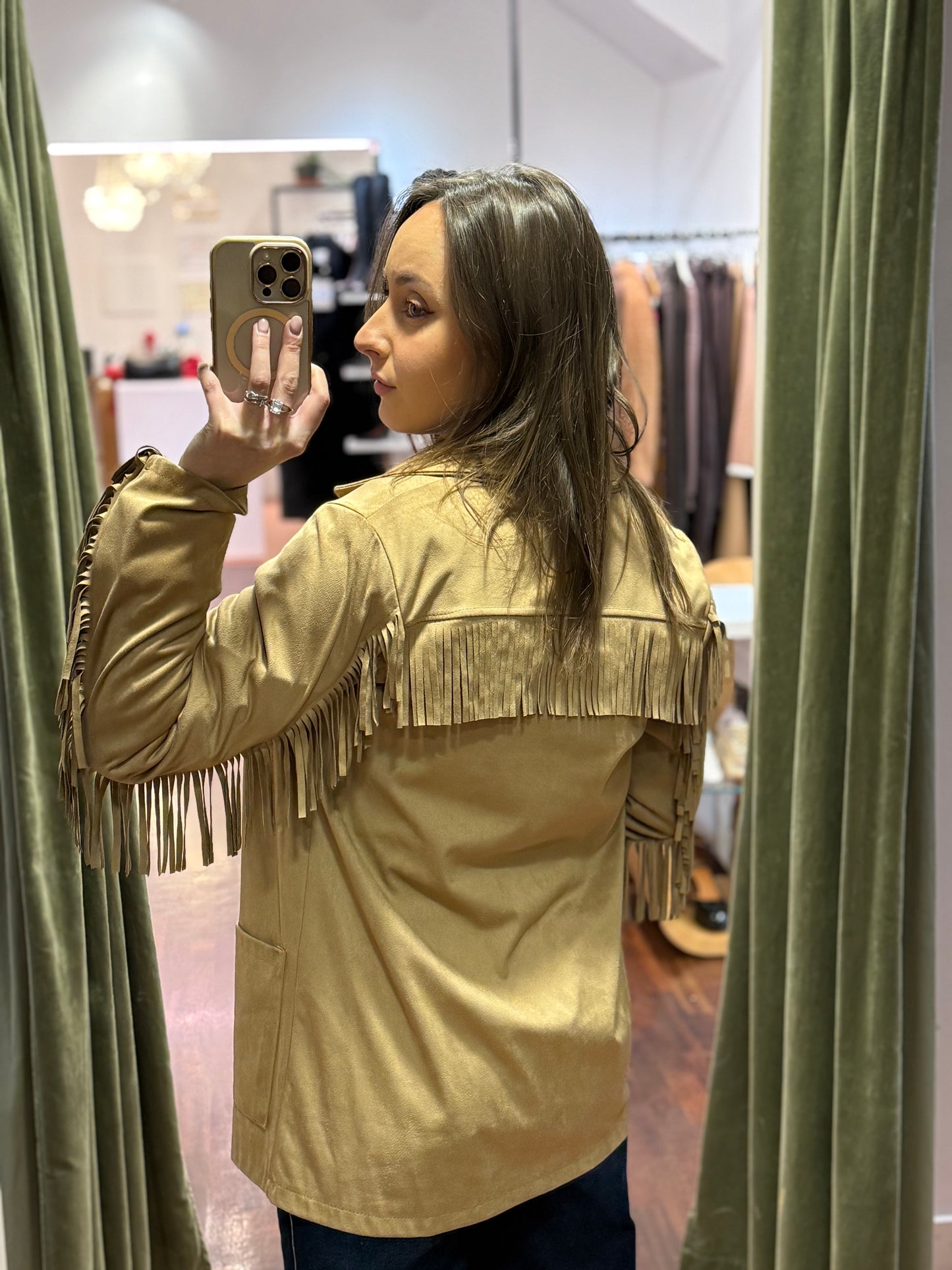 Giacca in suede con frange