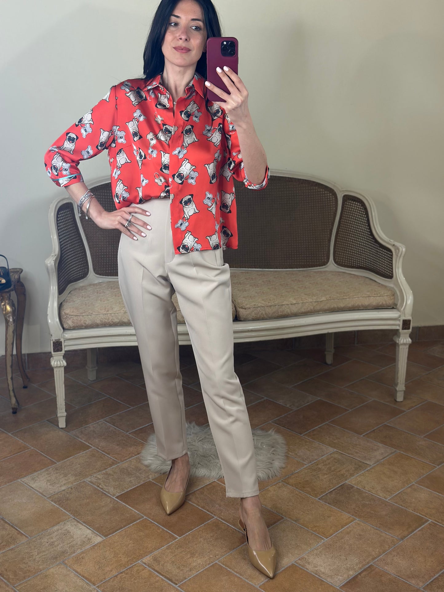 Pantalone a sigaretta "MILANO" beige