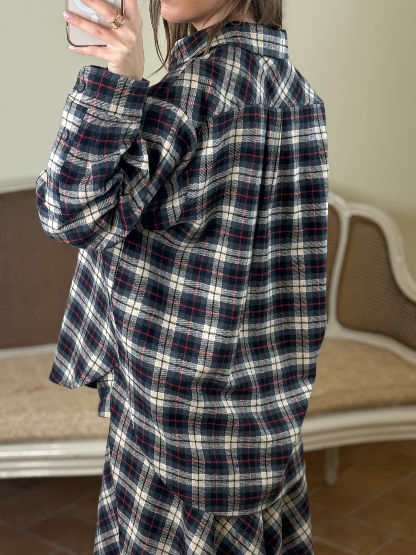 Tensione In Camicia over tartan GRIGIO/ROSSO