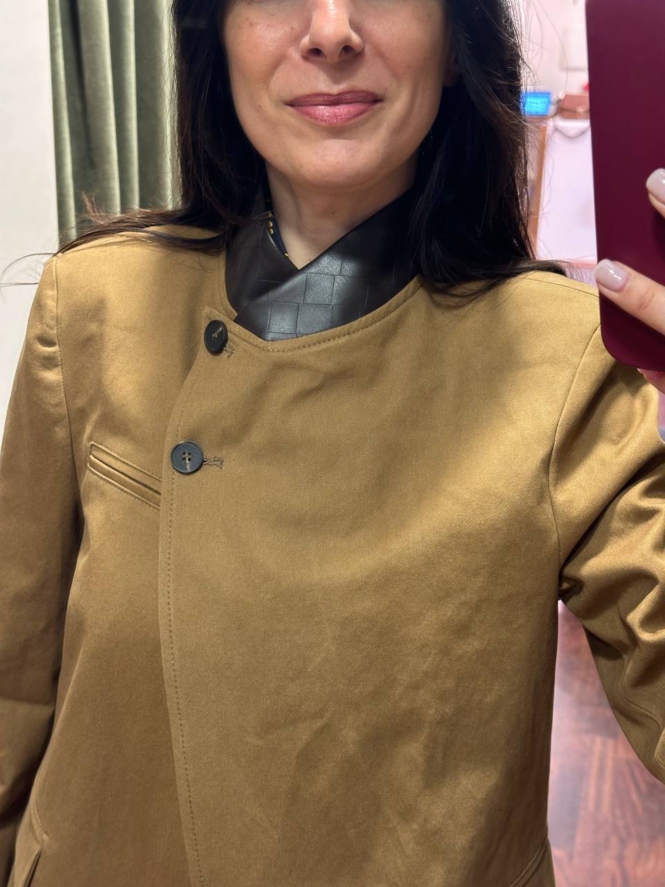 Tensione in Giacca colletto colletto coreano TABACCO