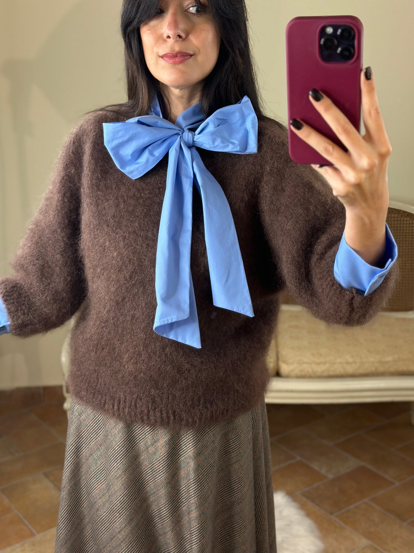 Maglia in super kid Mohair CIOCCOLATO