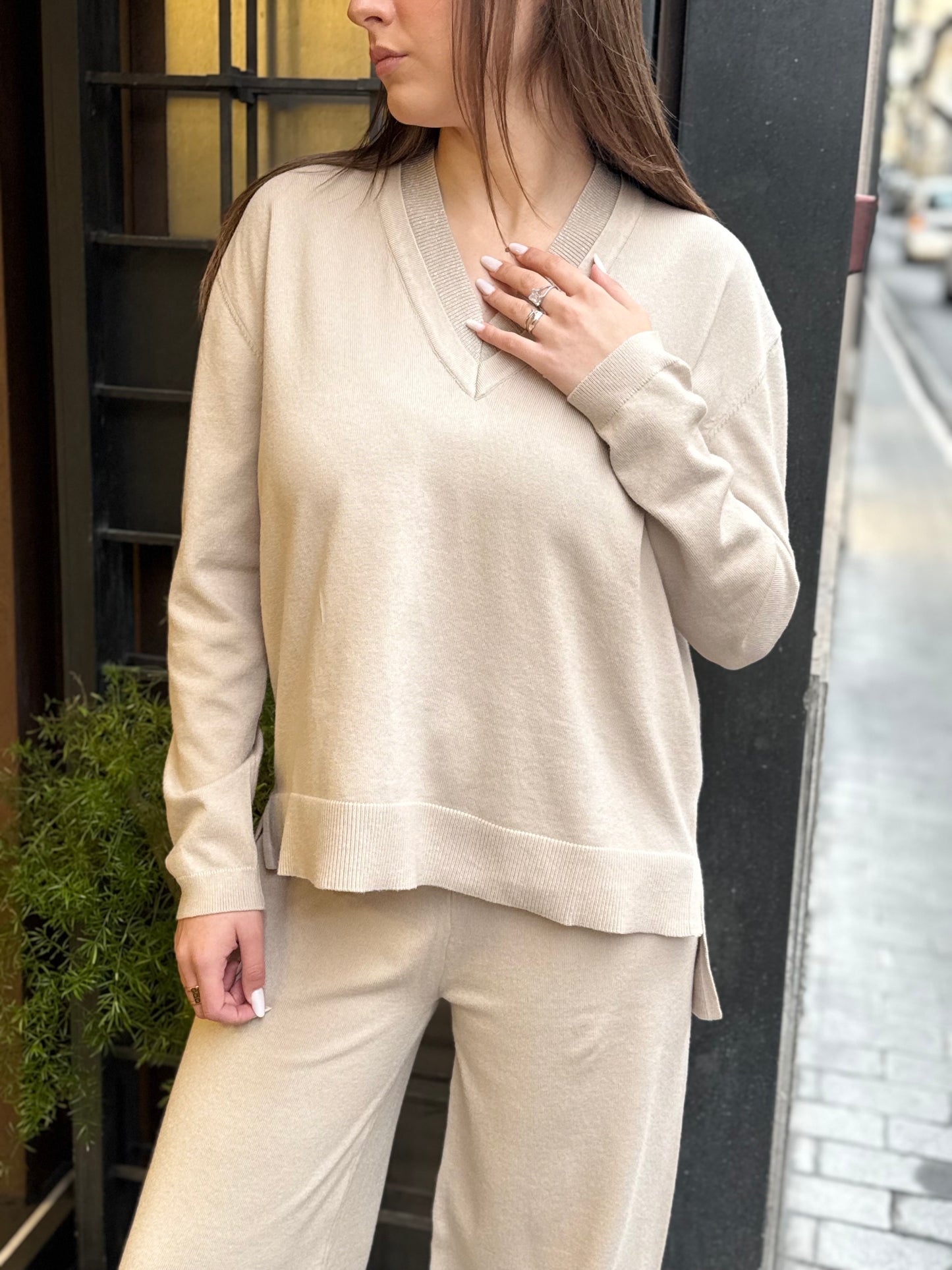 Anonyme Maglia VISCOSE LUREX KNITWEAR beige