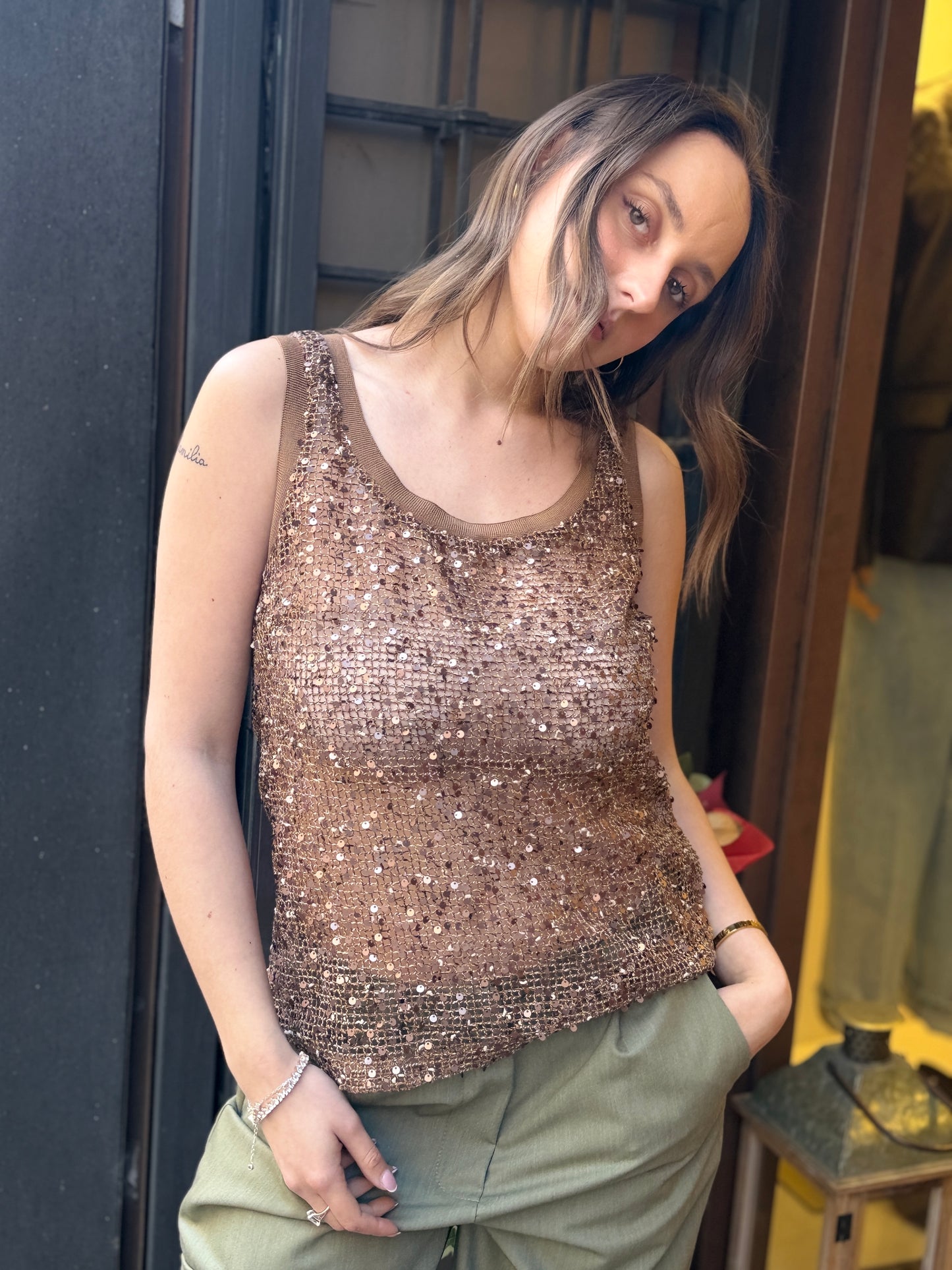 BohemianVì Boho Net Top Brown