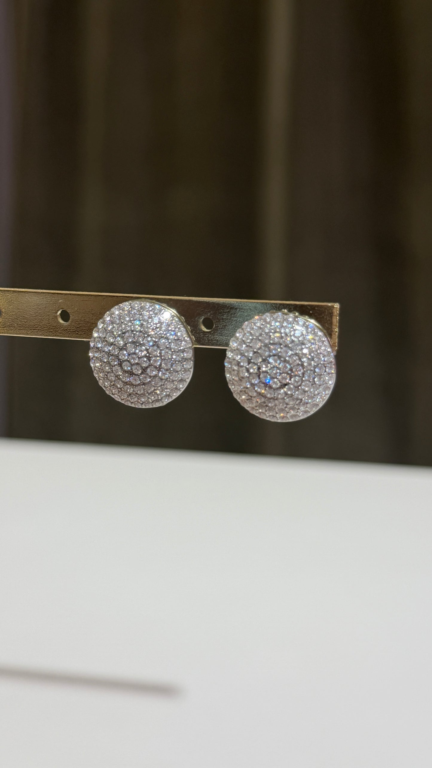Orecchini bottoni piccoli strass Argento