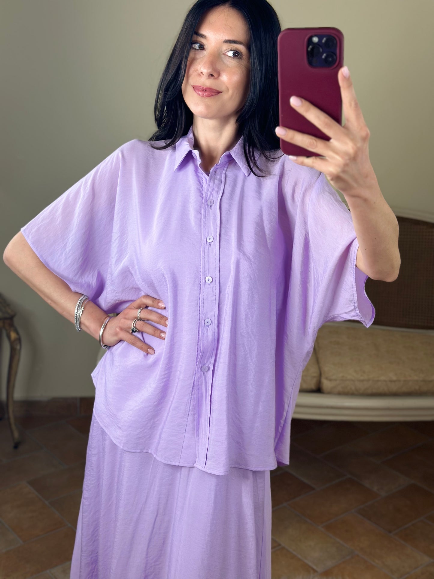 Anonyme camicia TENCEL violet