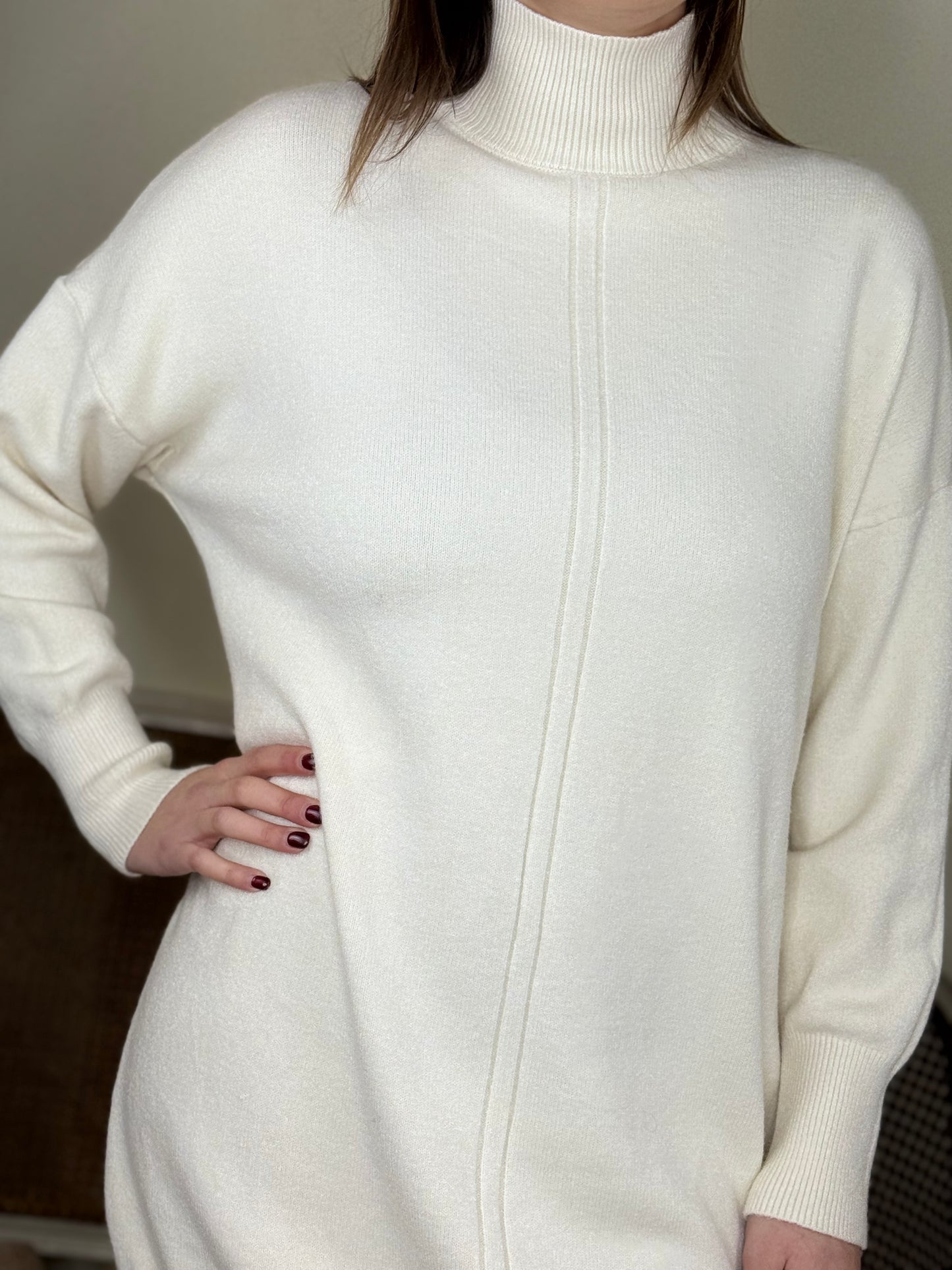 Abito in maglia a collo alto NATASCIA Burro