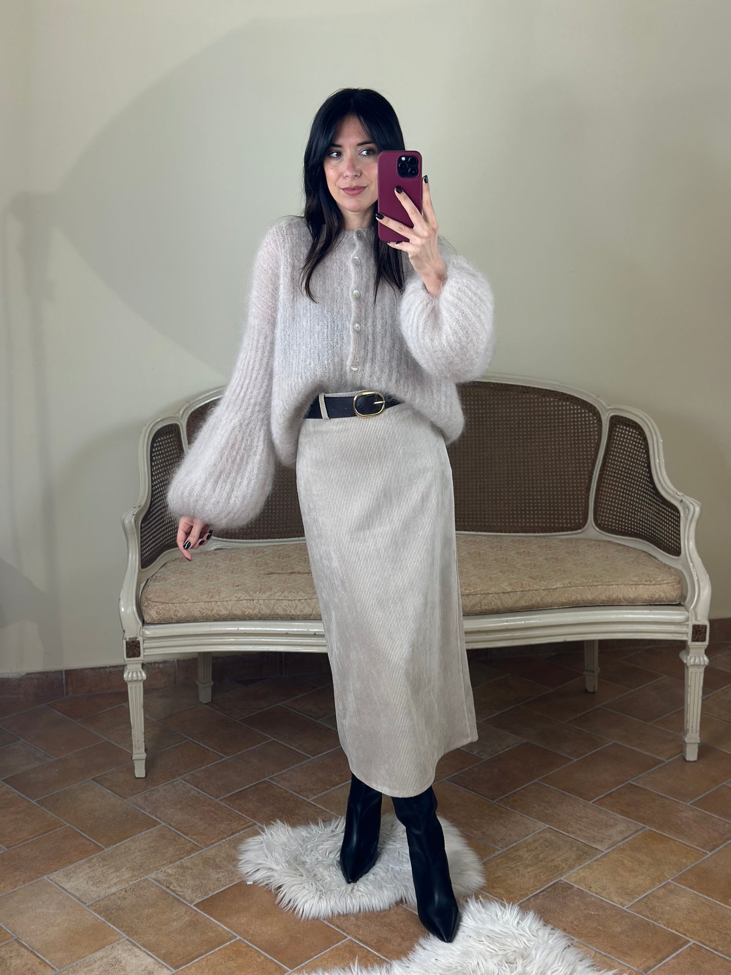 Gonna in velluto rocciatore BEIGE