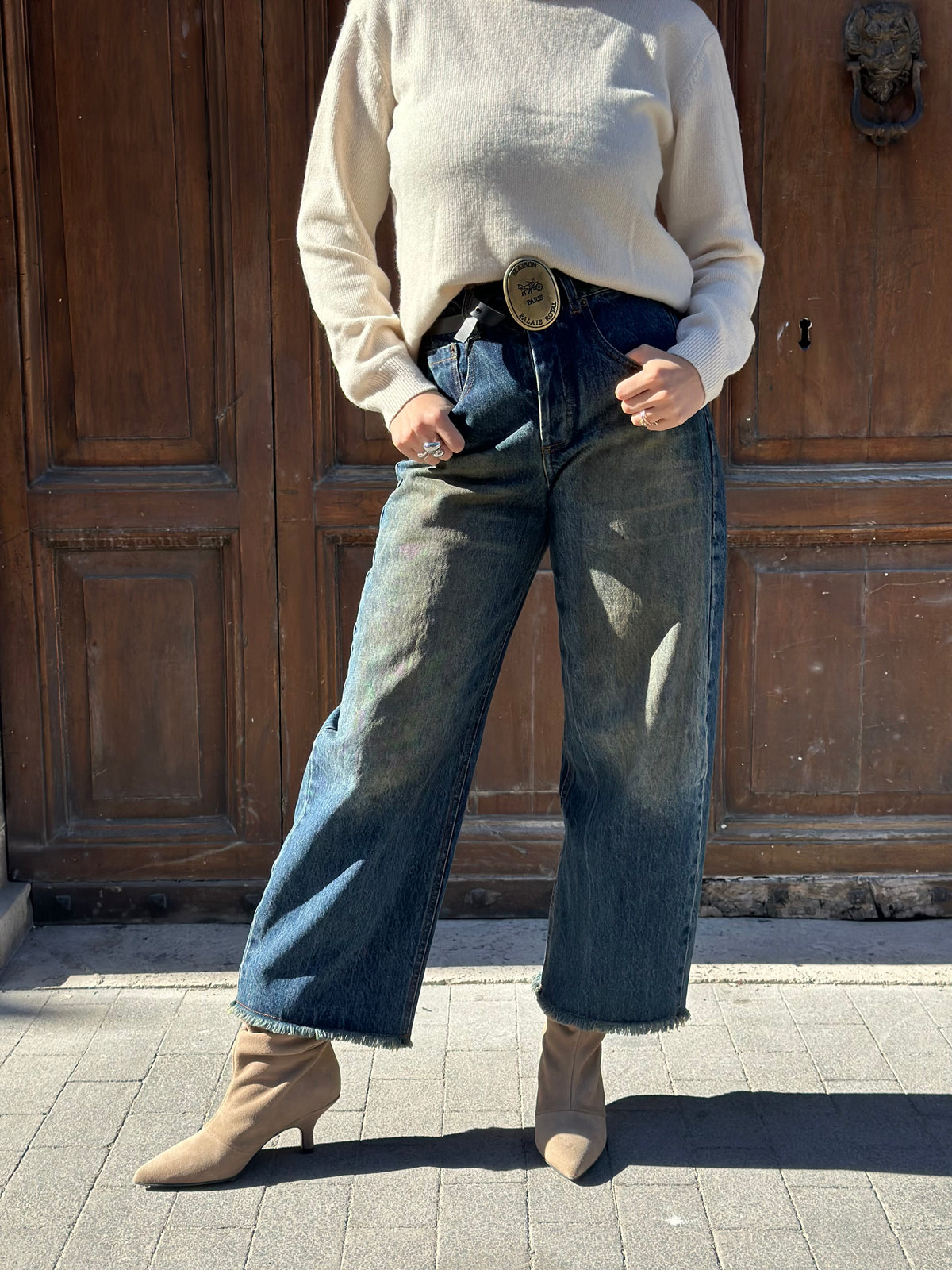 Tensione in Jeans vintage cintura carrozza BLU
