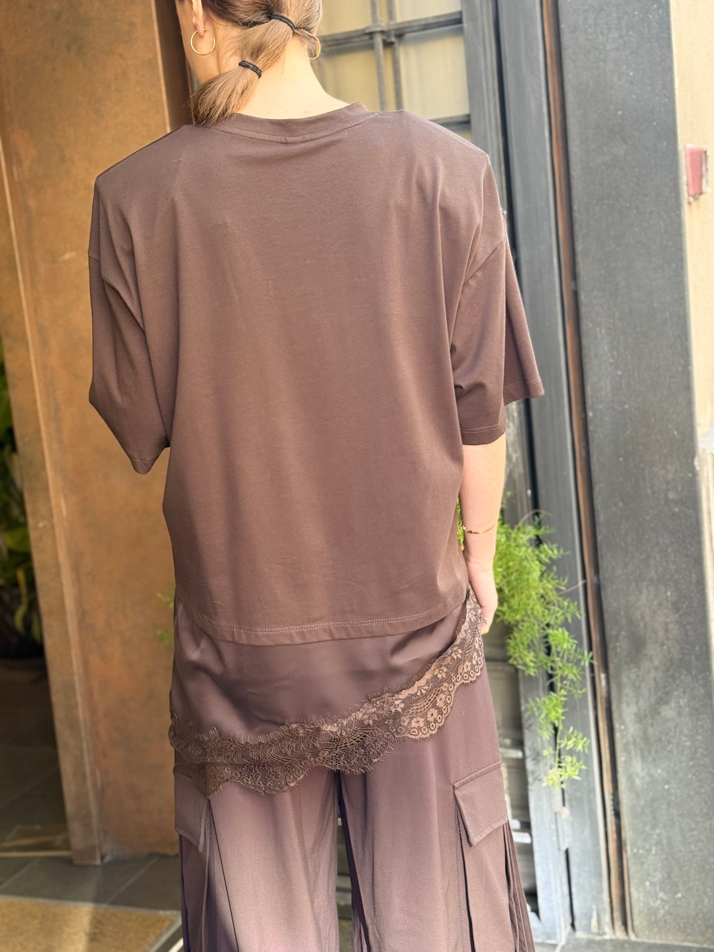 Tensione In T-shirt over con fondo lingerie MORO