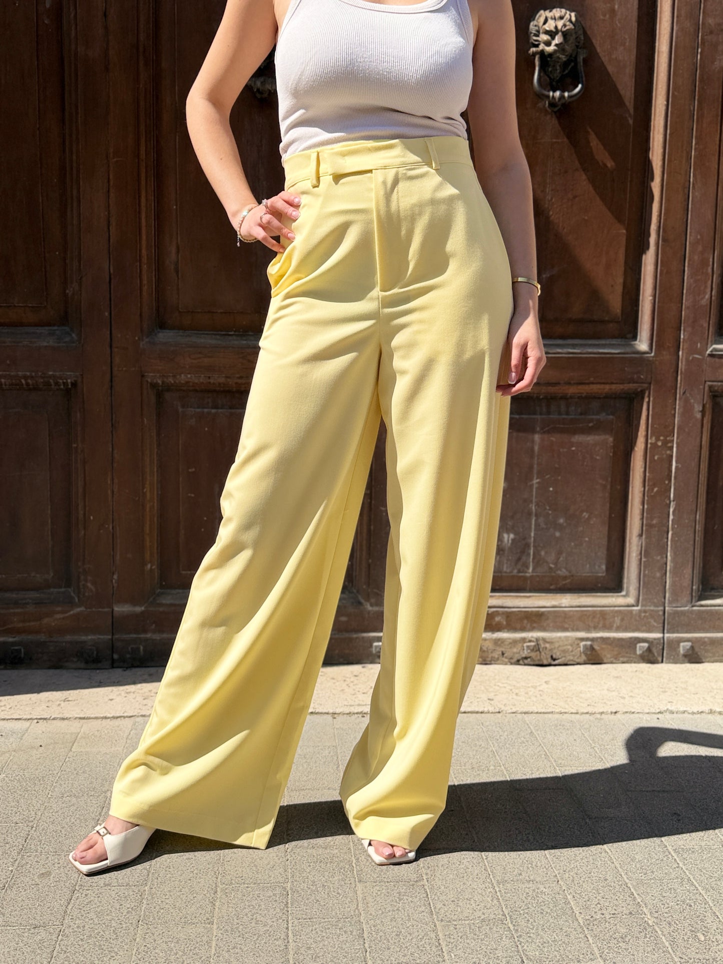 Haveone pantalone con pinces GIALLO