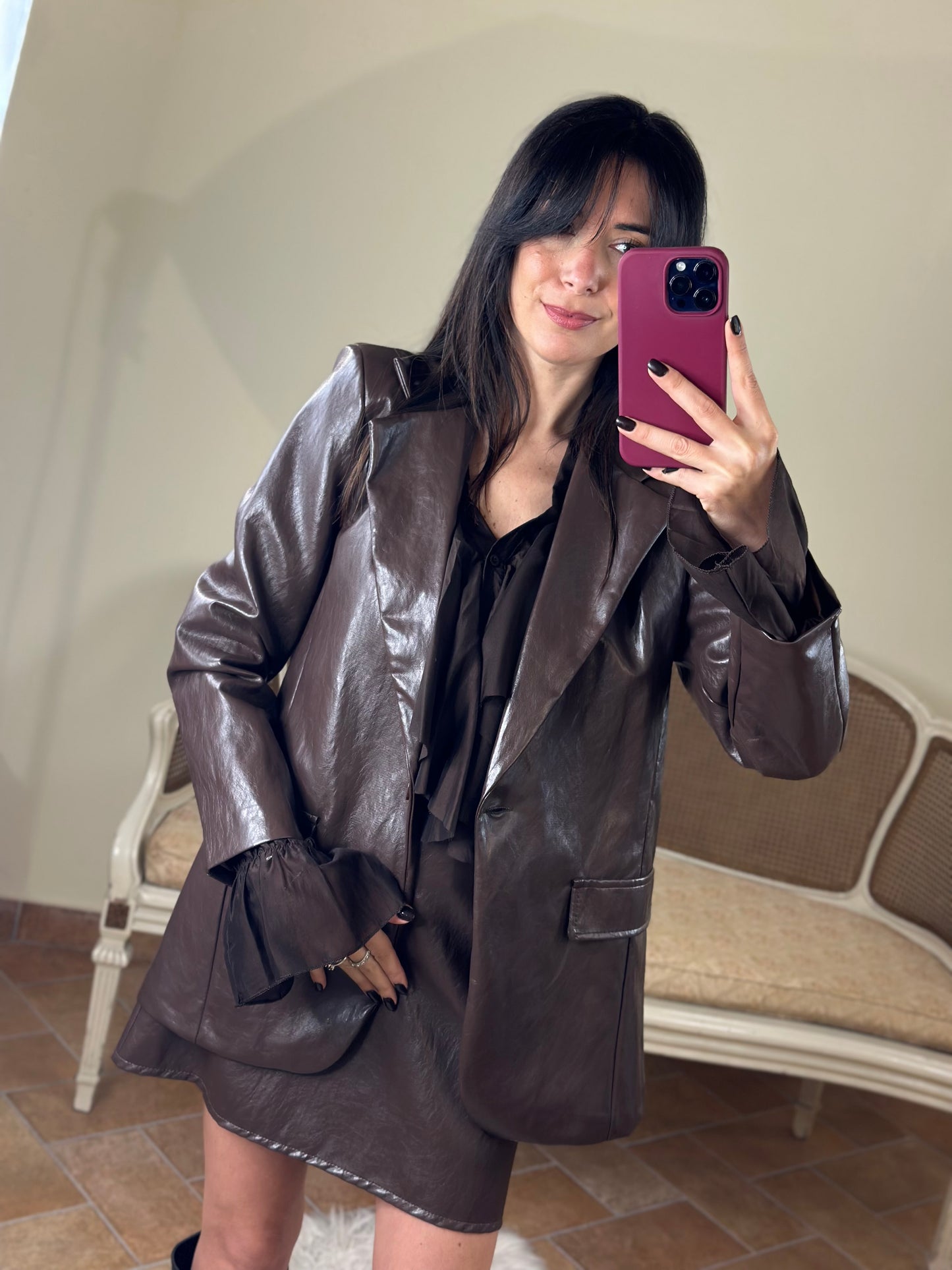 Giacca in vinile CIOCCOLATO