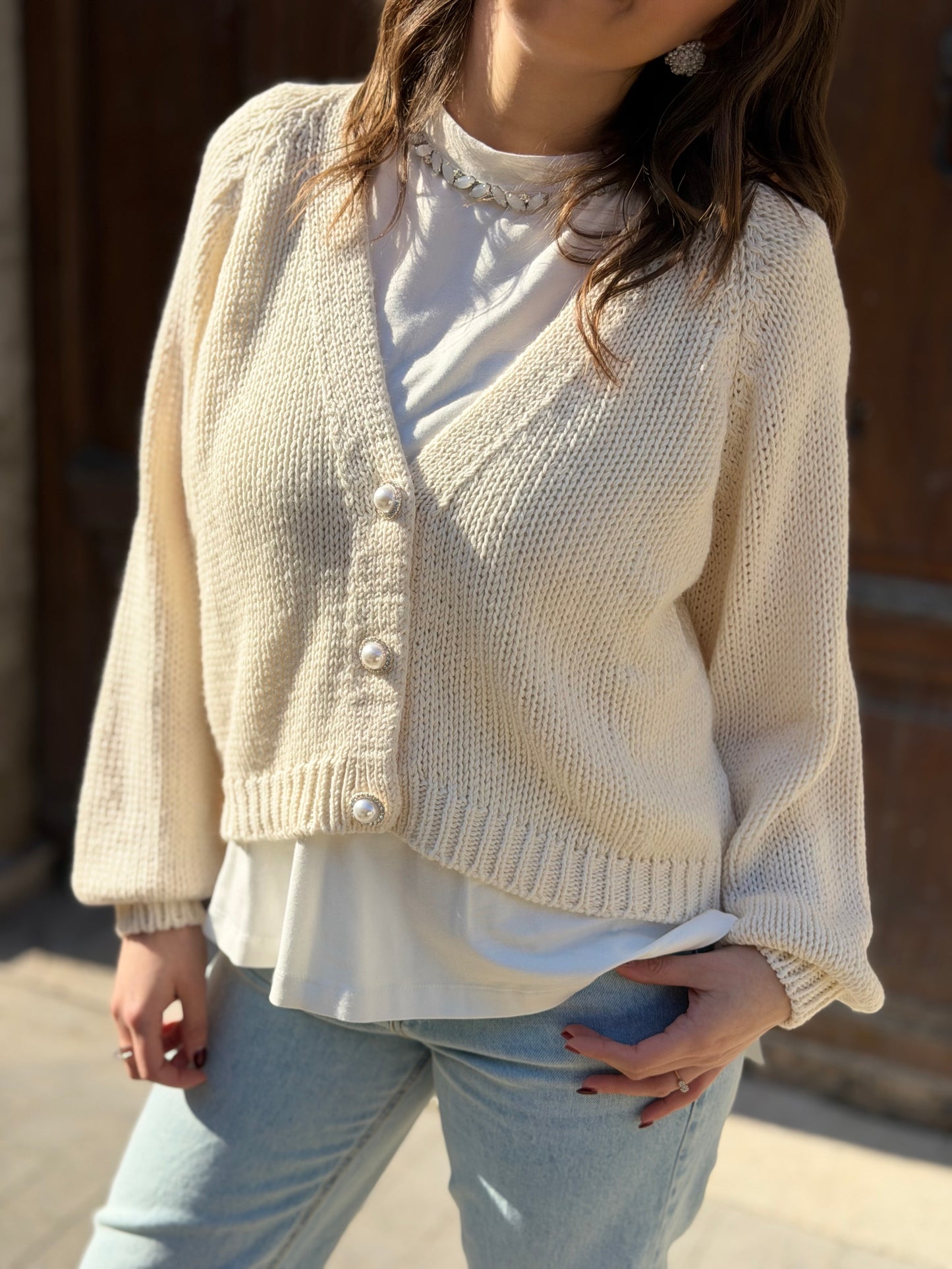 Haveone Cardigan bottone gioiello CALCE