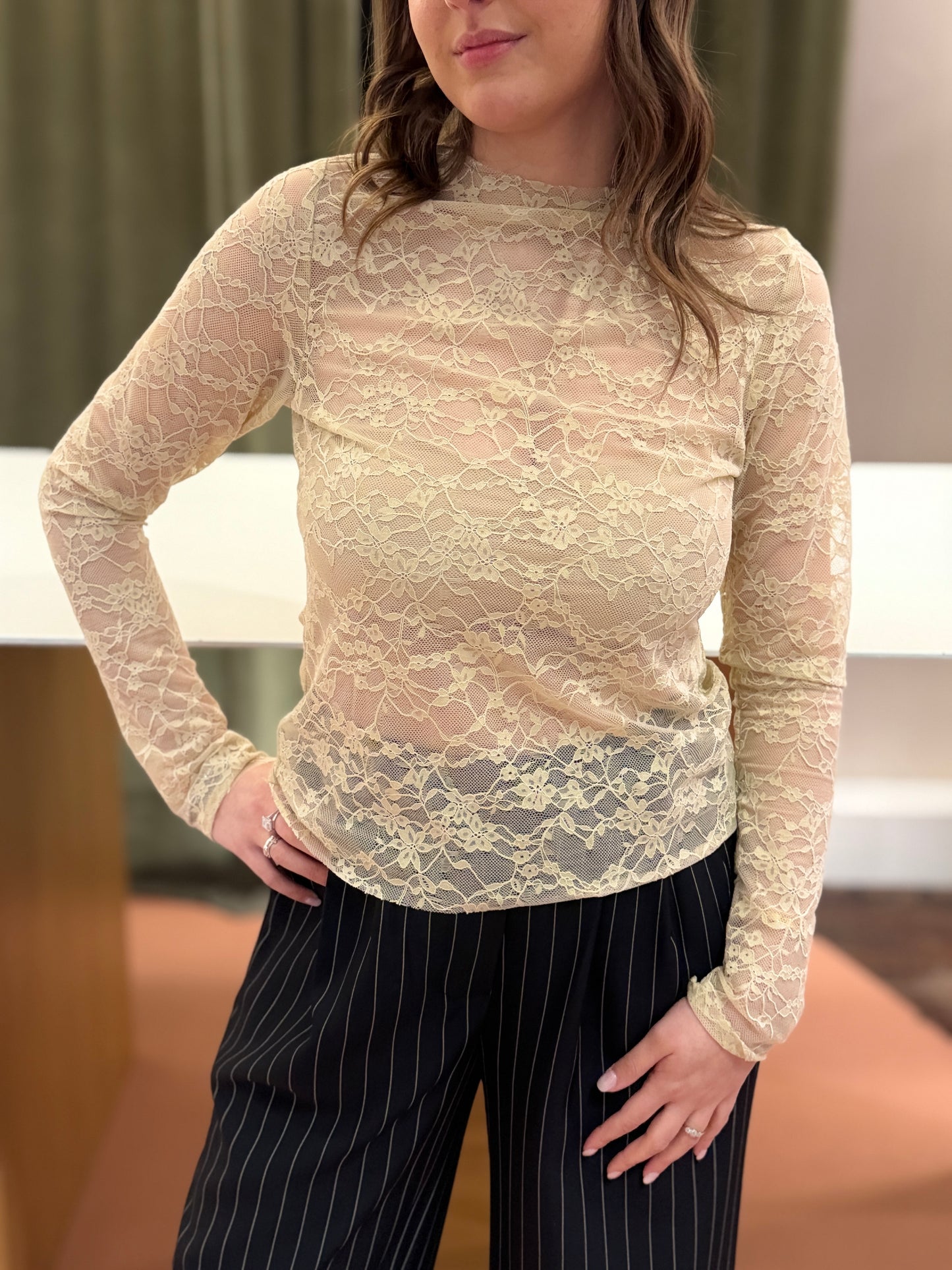 Haveone maglia pizzo BEIGE