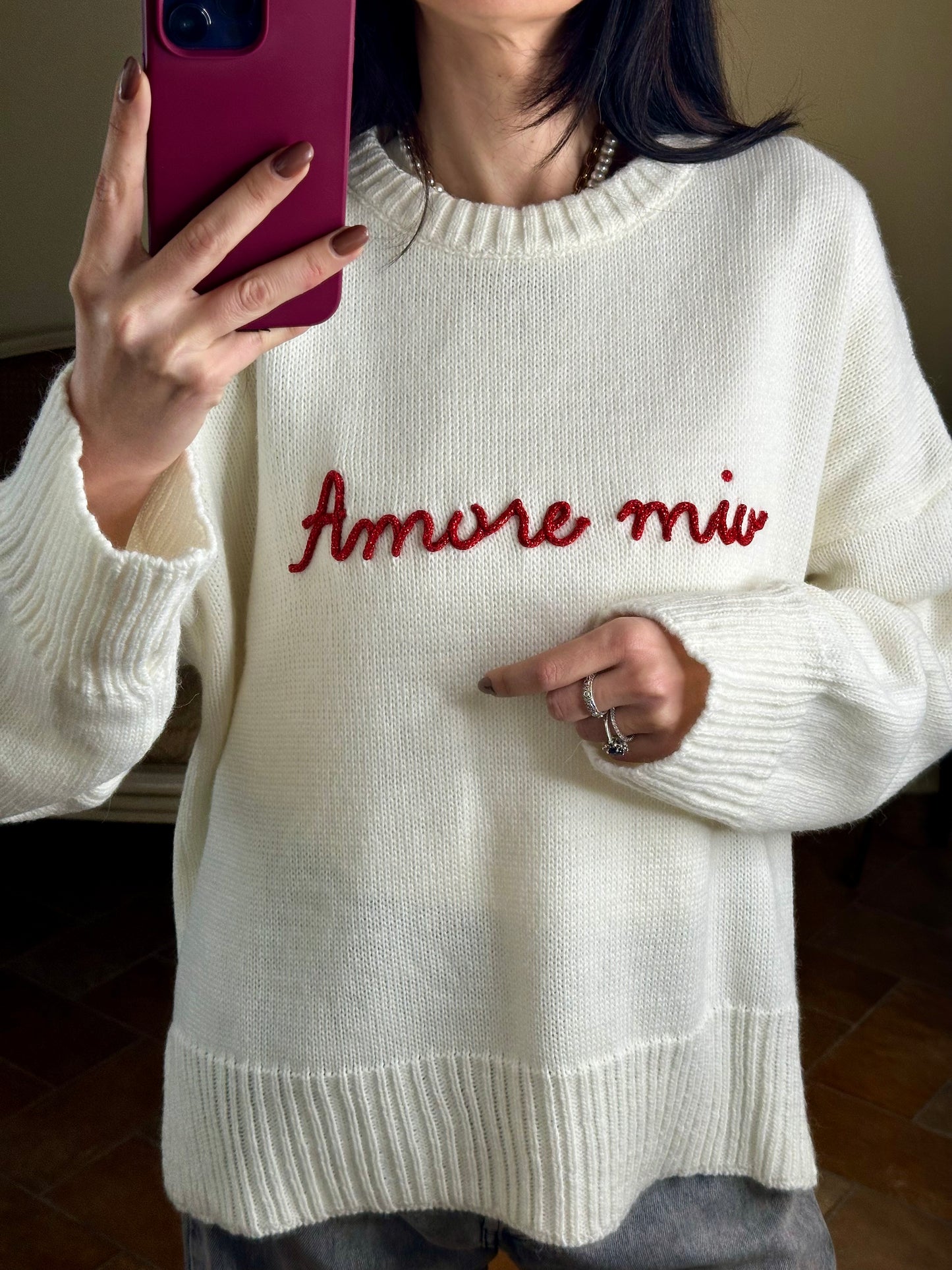 Maglia Panna "Amore Mio"
