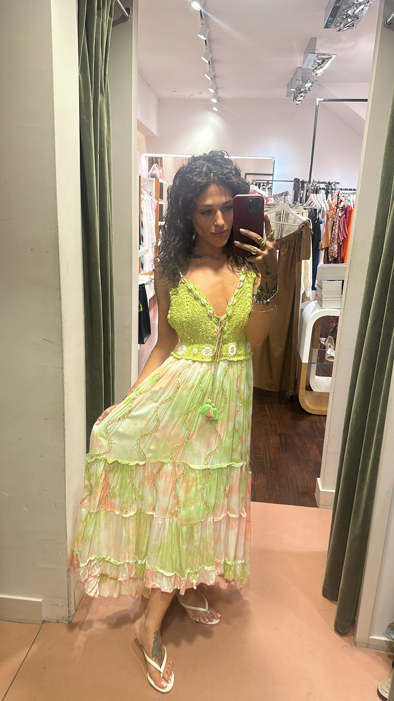 Capsule Formentera abito conchiglie - disponibile rosa celeste e verde