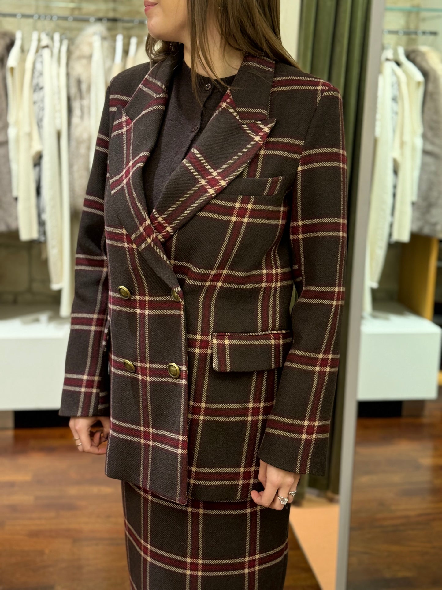 Tensione In Giacca doppio petto check MORO/BORDEAUX