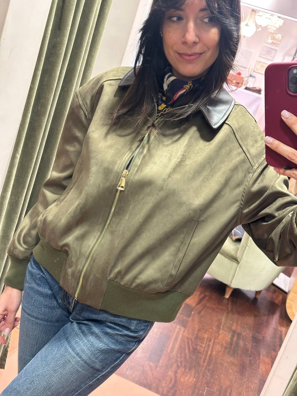 Tensione in Bomber in Ecocamoscio Militare