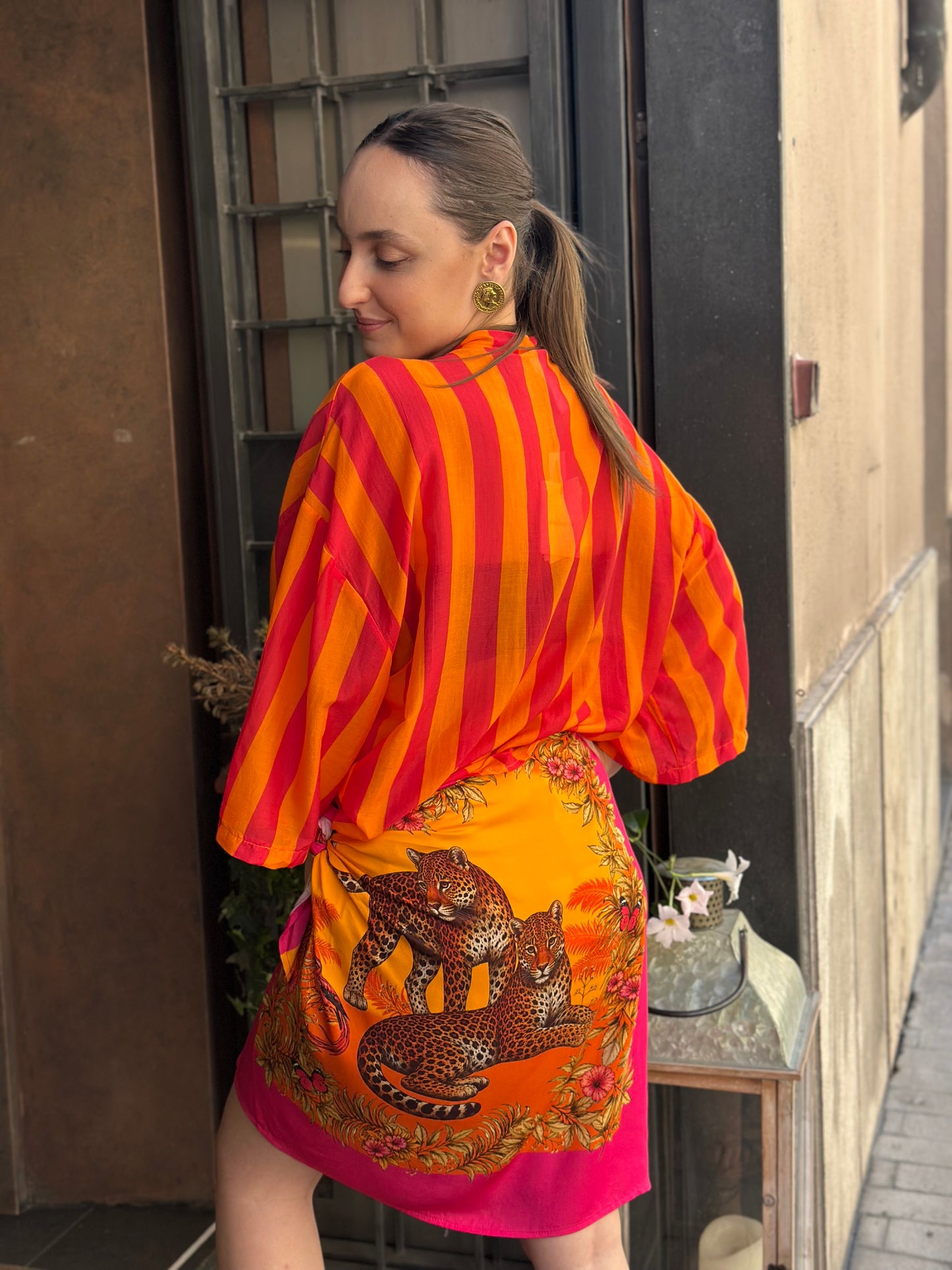 Tensione in Camicia a righe Arancio/Rosso