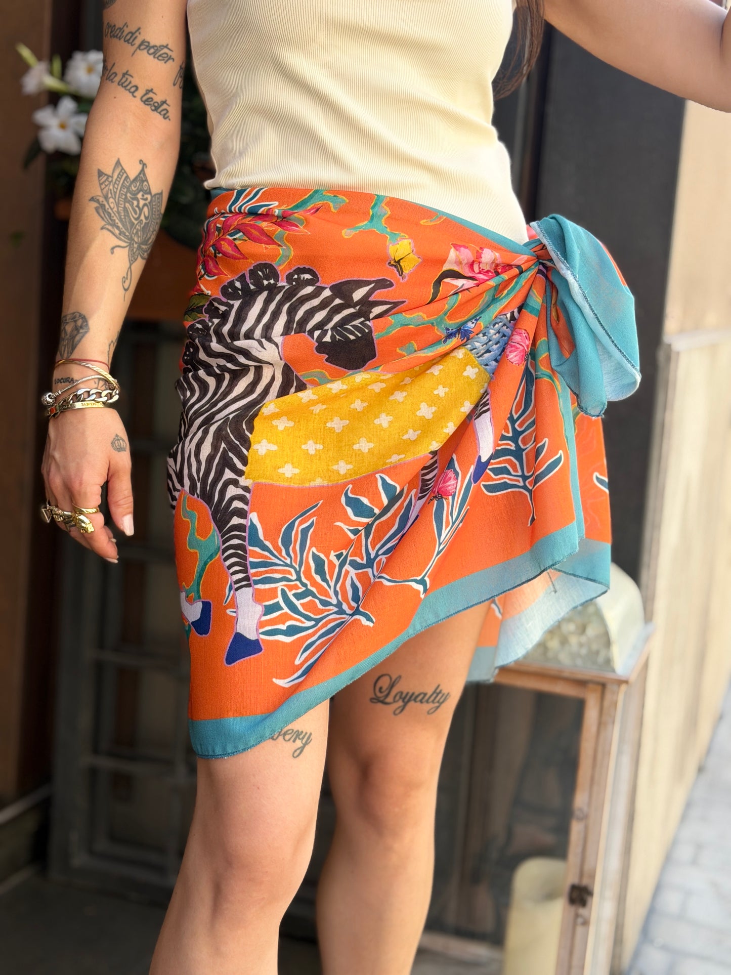 Gonna corta pareo ZEBRA ARANCIO