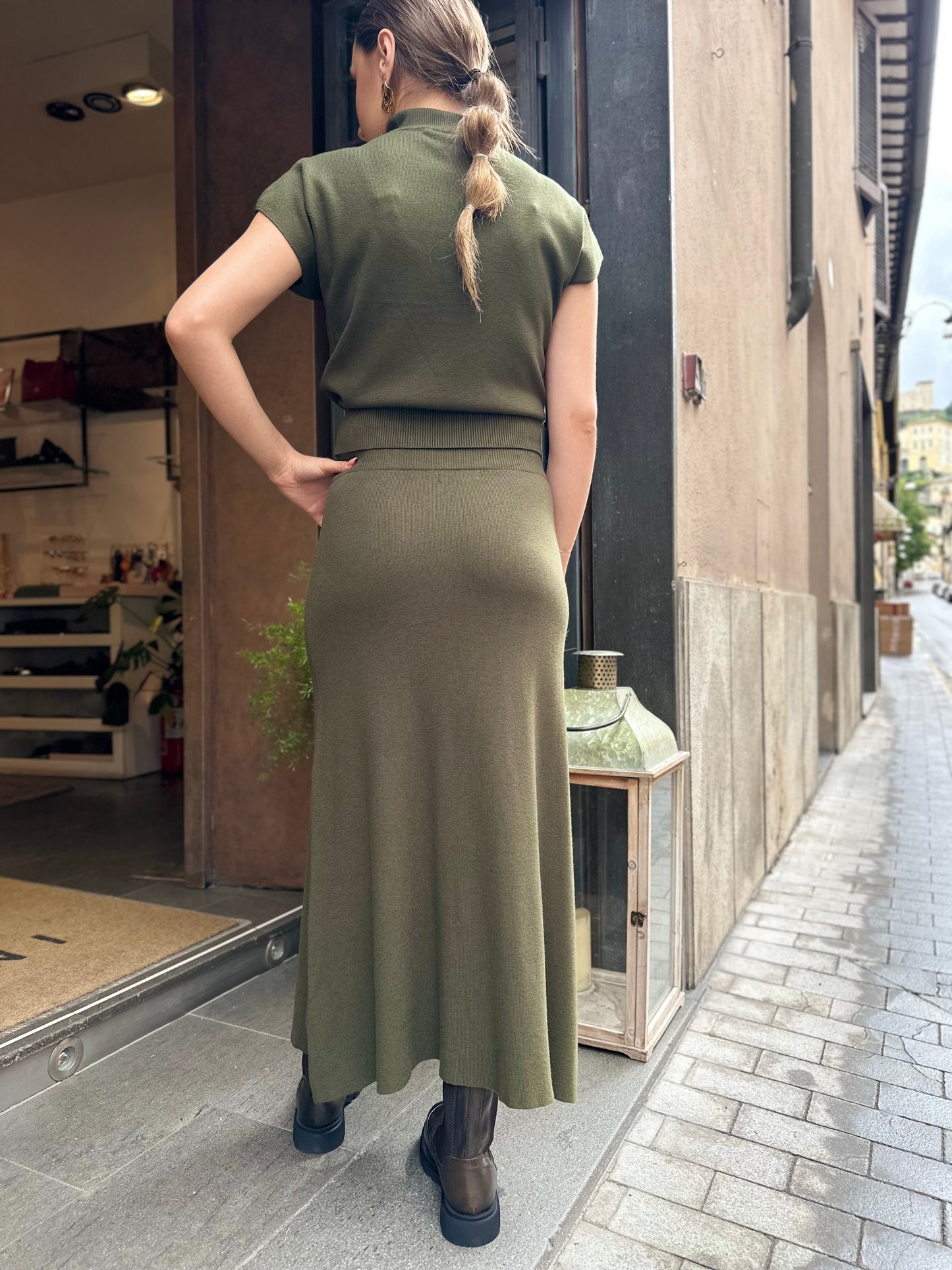 Set in Maglia con gonna MILITARE