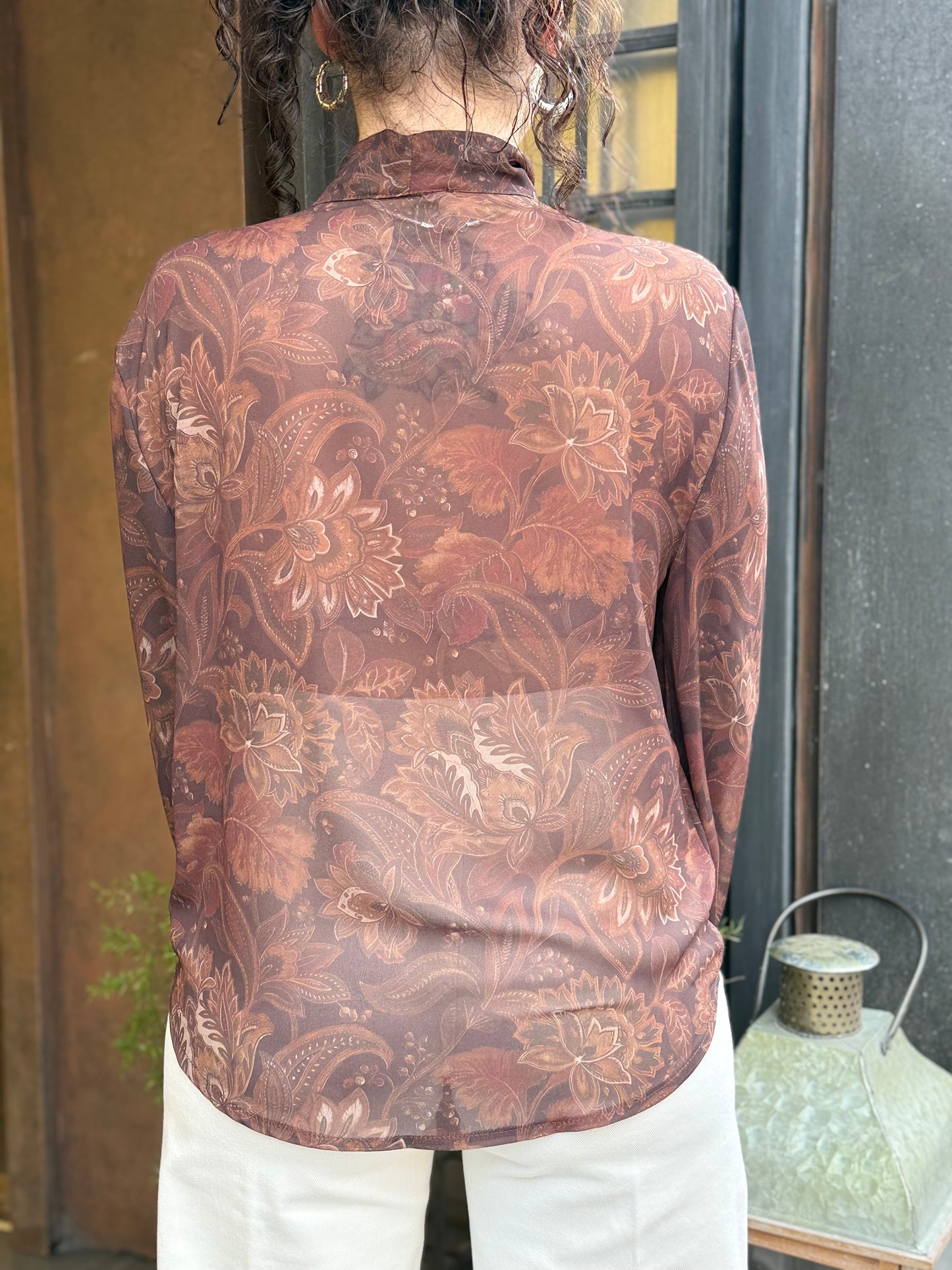 Blusa fantasia floreale NERO/MORO